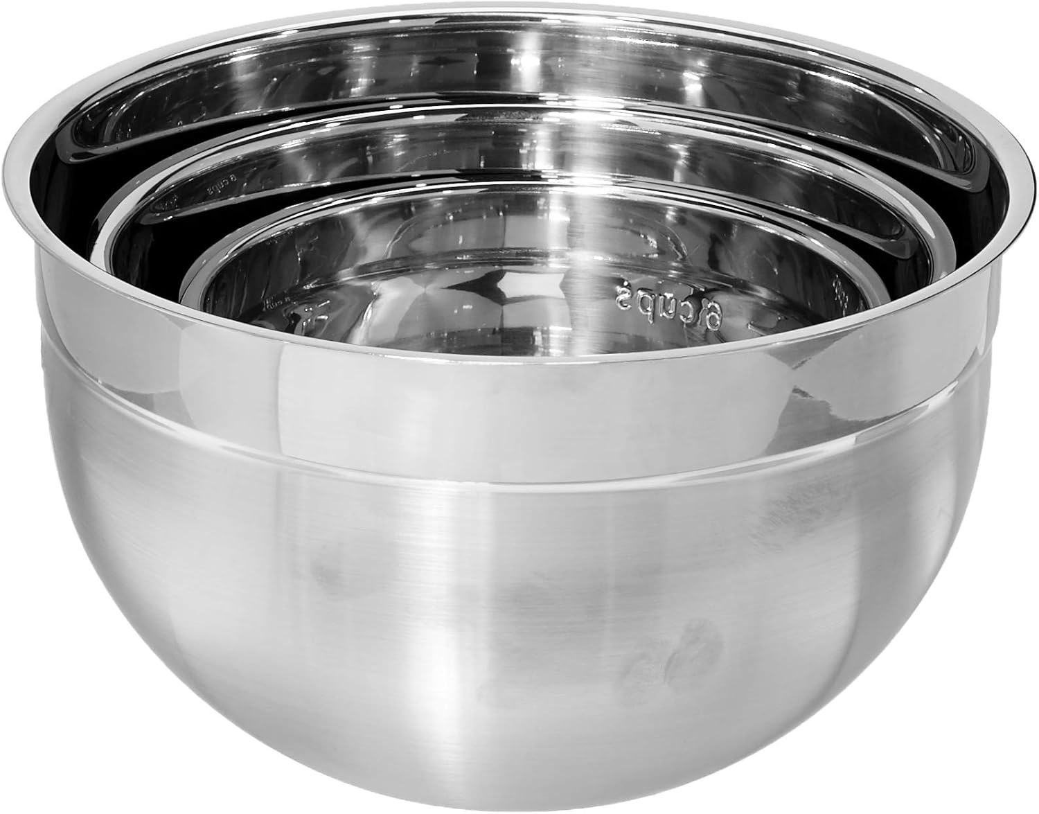 Cuisipro Mixing Bowl Set – 3pc (1.5, 3, 5qt / 1.4, 2.8, 4.7L) Stainless Steel Cuisipro by Kitchen Niche