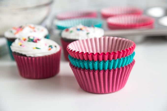 Fox Run Pink-Purple-Teal Baking Cups Set of 75