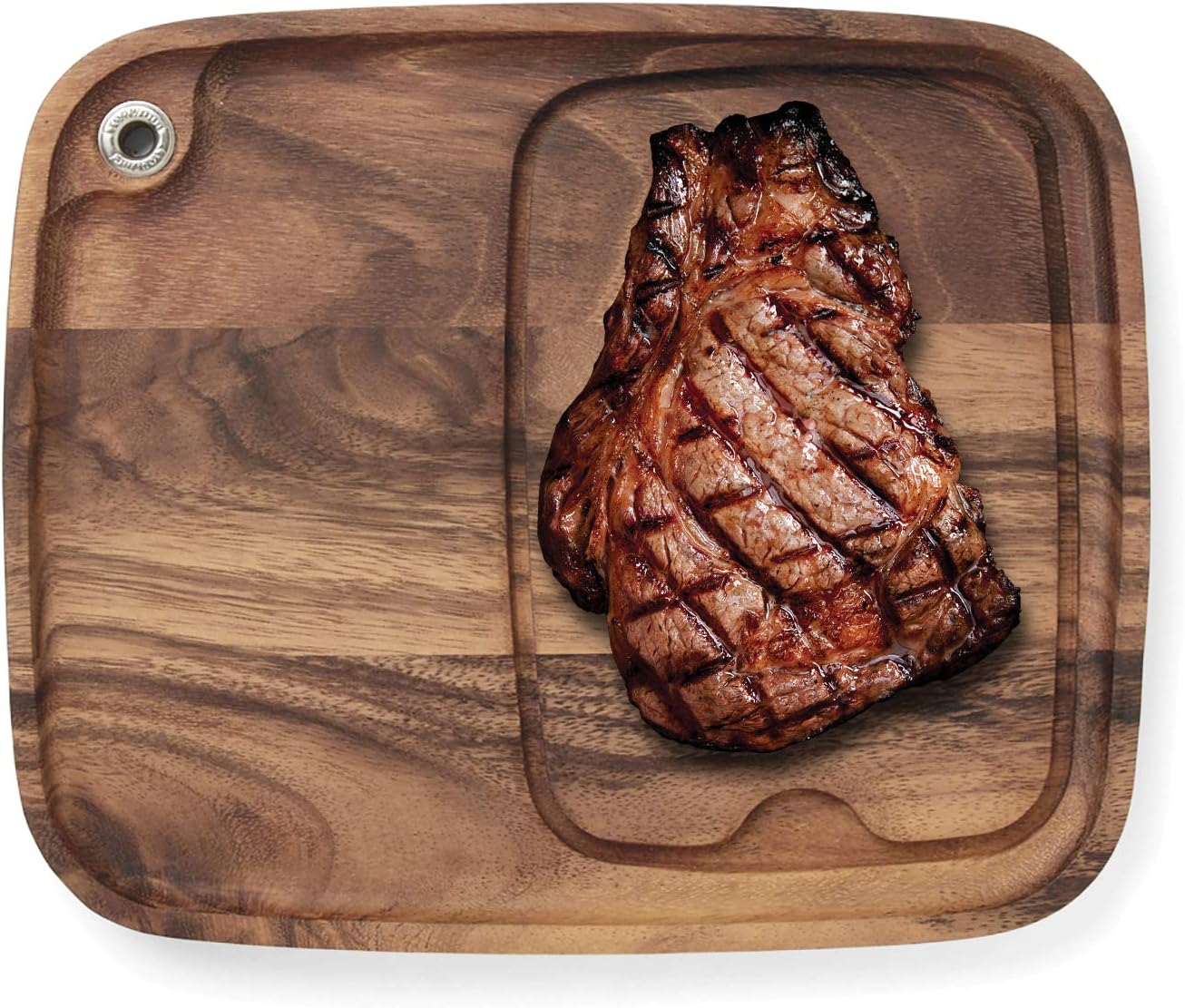 Ironwood Steak Barbecue Plate – Acacia Wood, Cow Engraving