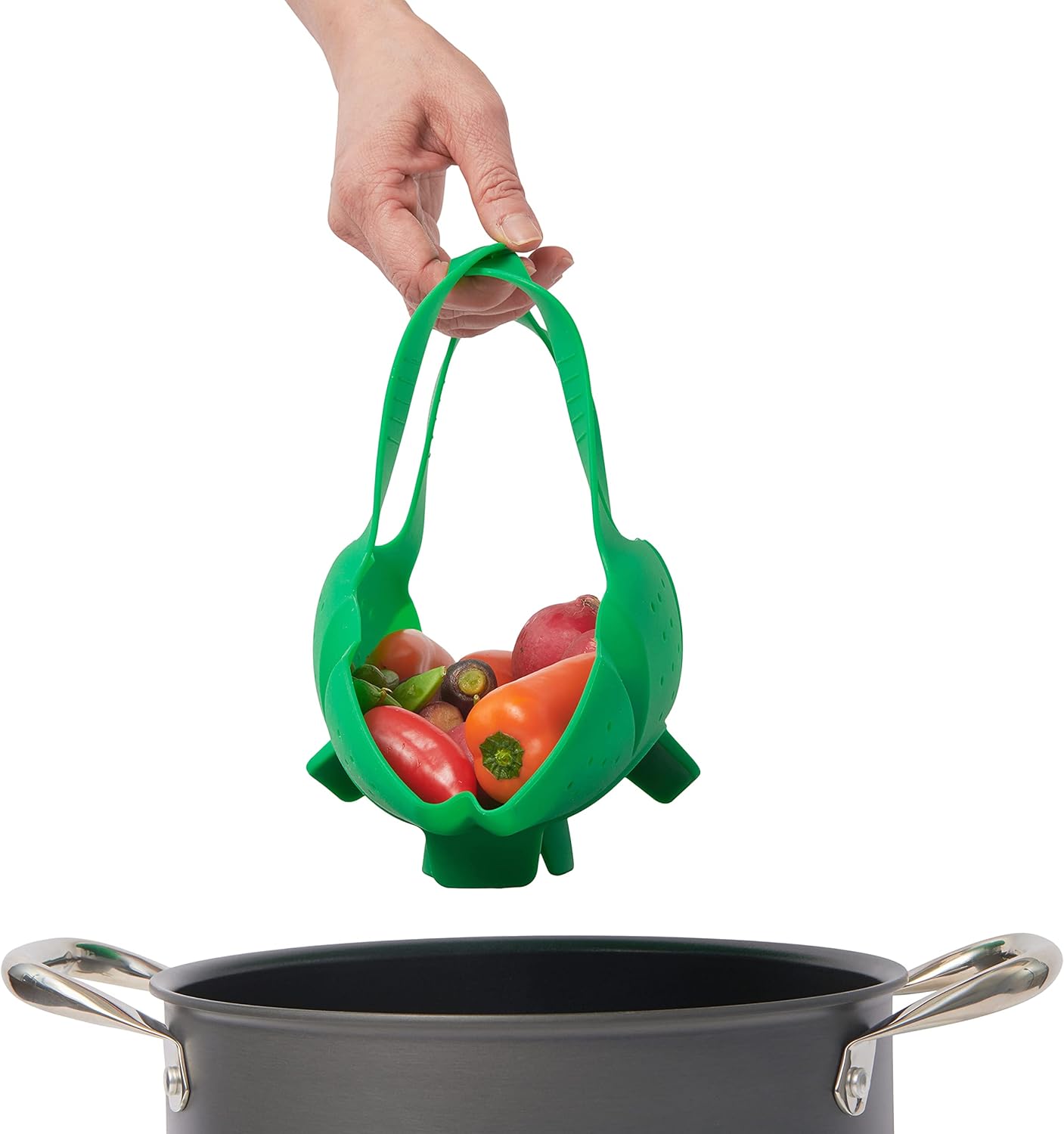 Cuisipro Silicone Vegetable Steamer – 16" x 9" x 3" / 41.7 x 23 x 7.5 cm – Green Cuisipro by Kitchen Niche