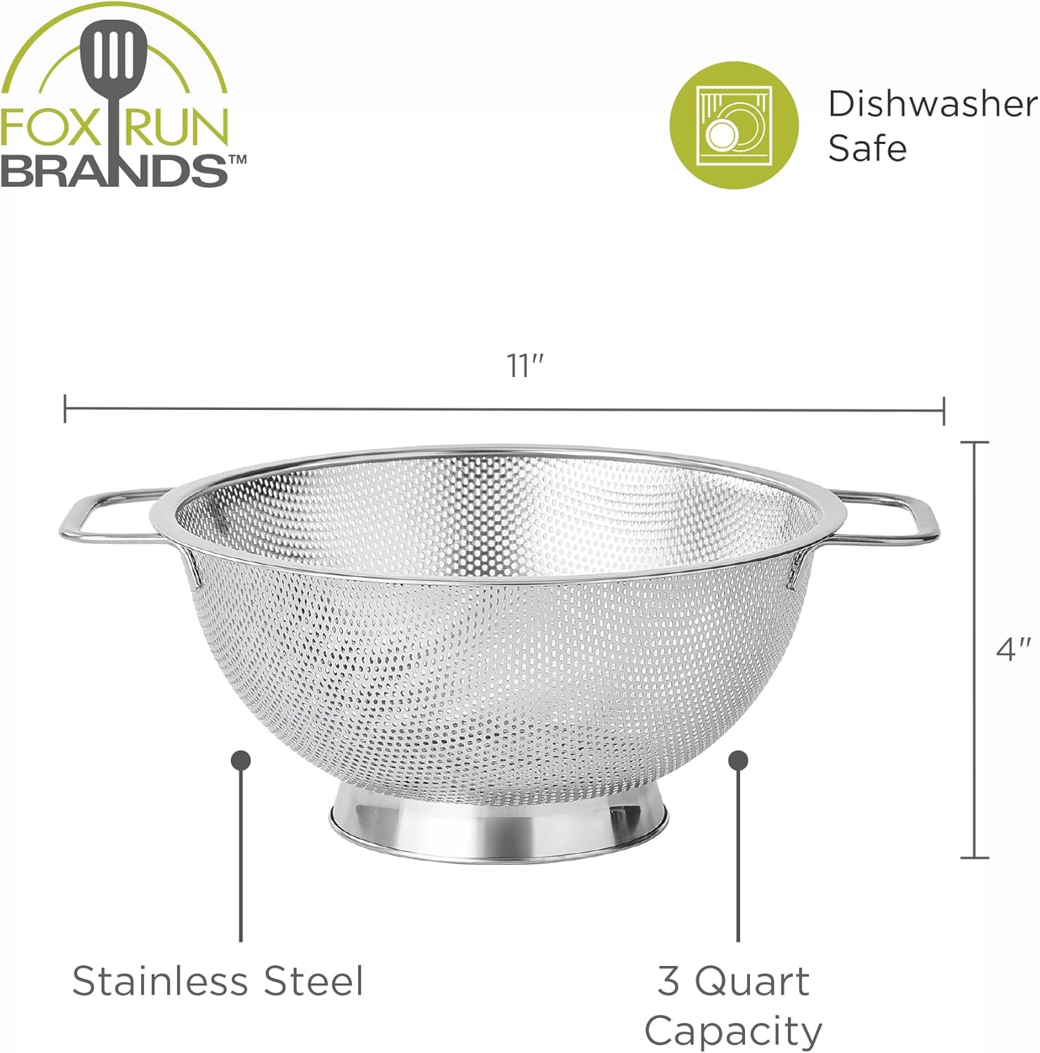 Fox Run Stainless Steel Pasta Strainer Colander