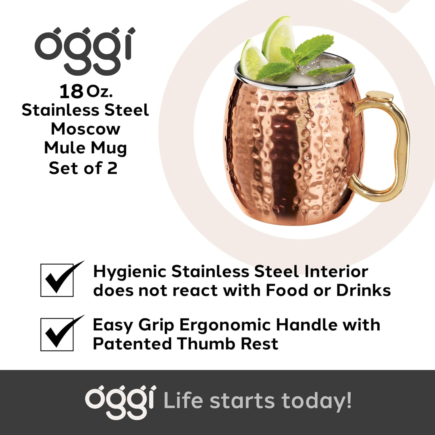 Oggi Set of 2 Mule Mugs – Copper