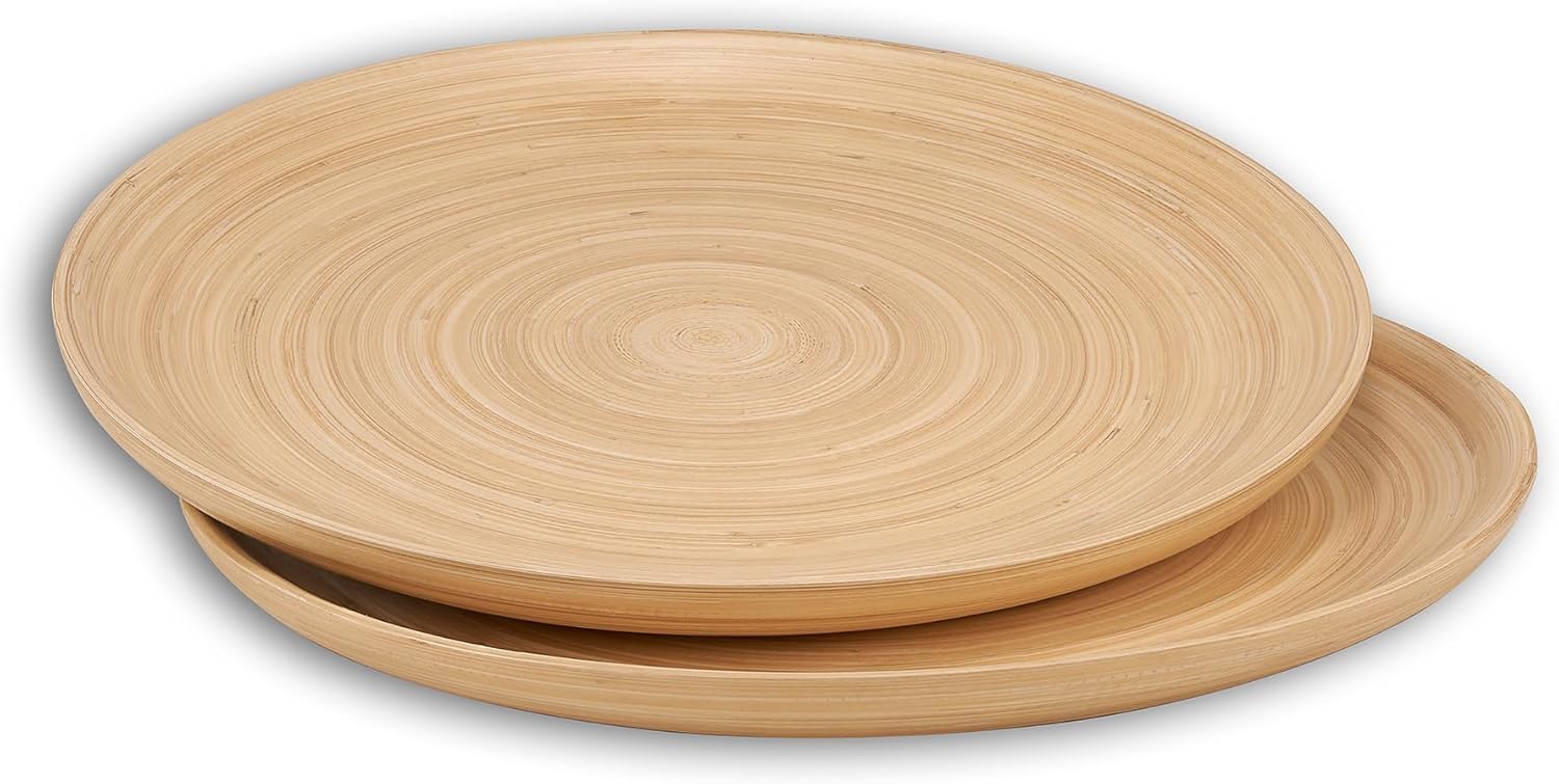 Joyce Chen Lexa Bamboo Serving Plate Set – Natural – 12 Inch – Set of 2