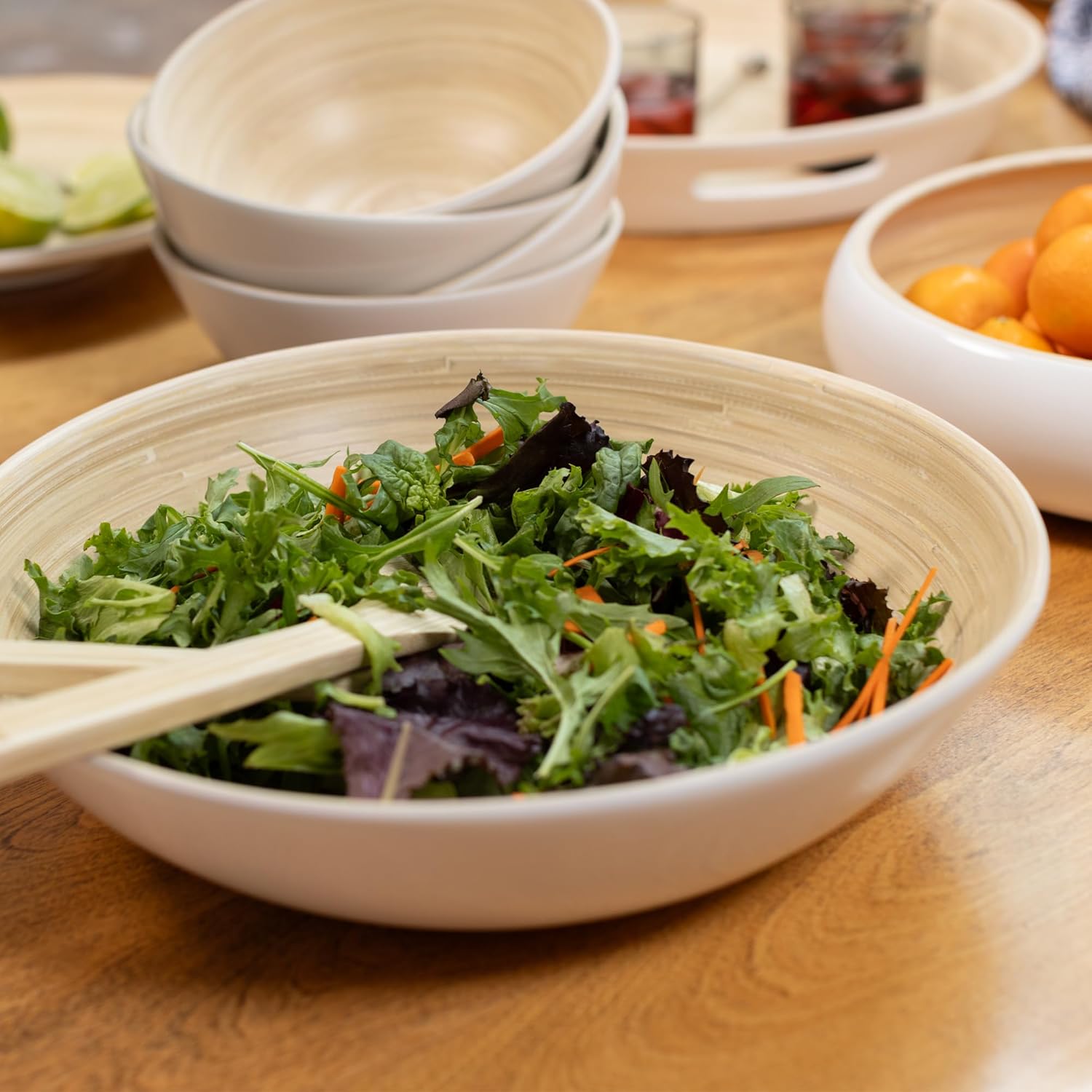 Joyce Chen Lexa Bamboo Salad Bowl – White – 14 Inch