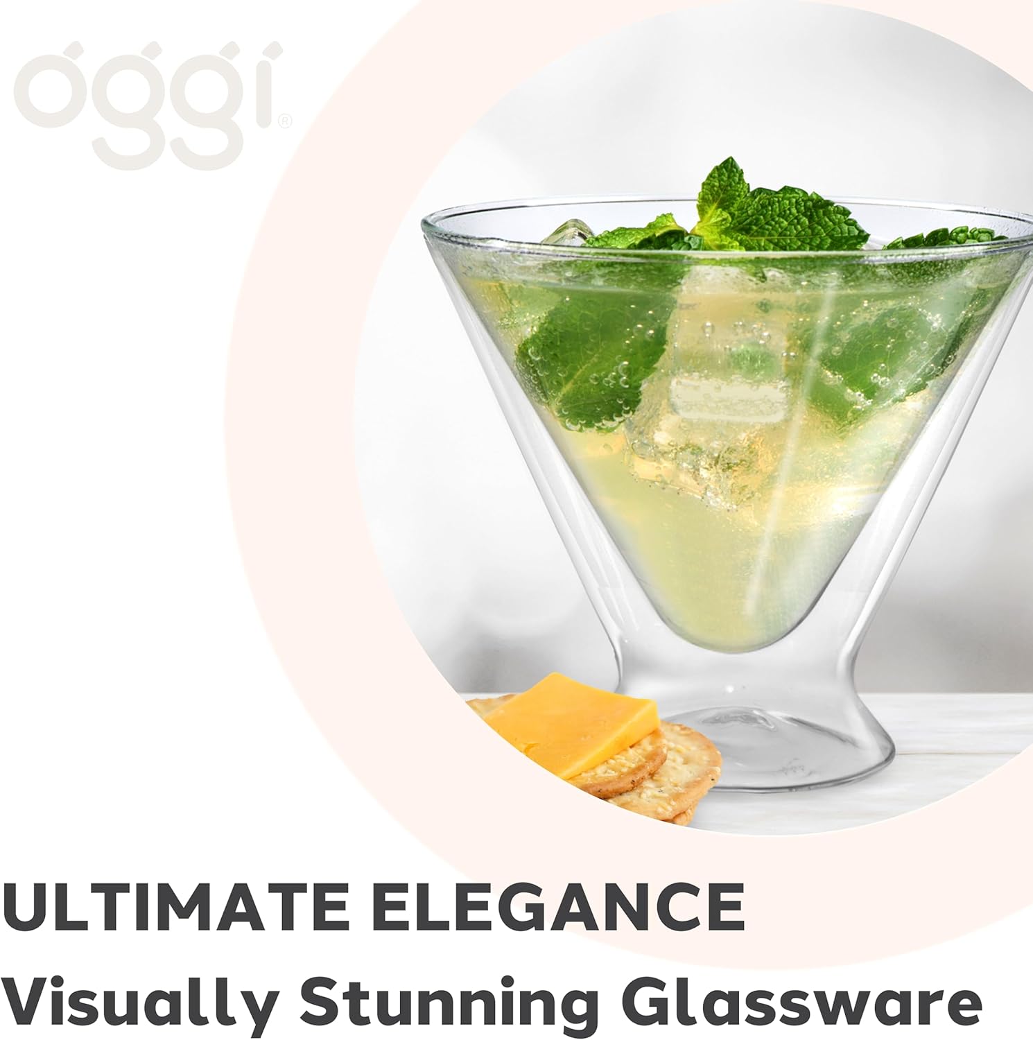 Oggi Set of 2 Double-Wall Martini Glasses