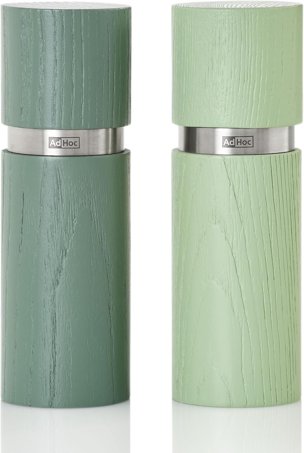 AdHoc Textura Salt and Pepper Mill Set – Dark / Light Green – 6" / 15 cm