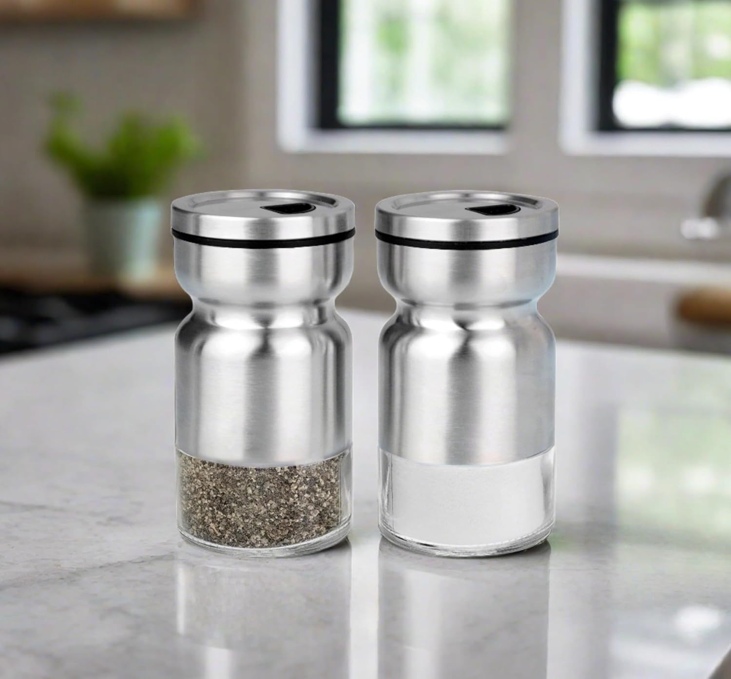 Cuisinox Salt and Pepper Shaker Set in Satin Stainless Steel – 7 x 10cm by Kitchen Niche