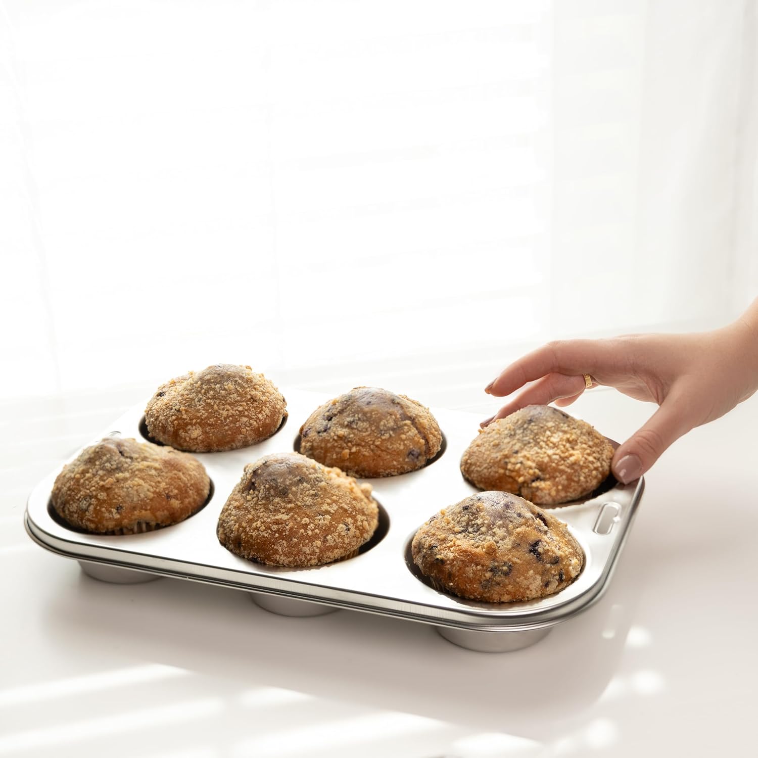 Fox Run Giant Muffin Pan – 6 Cup Stainless Steel