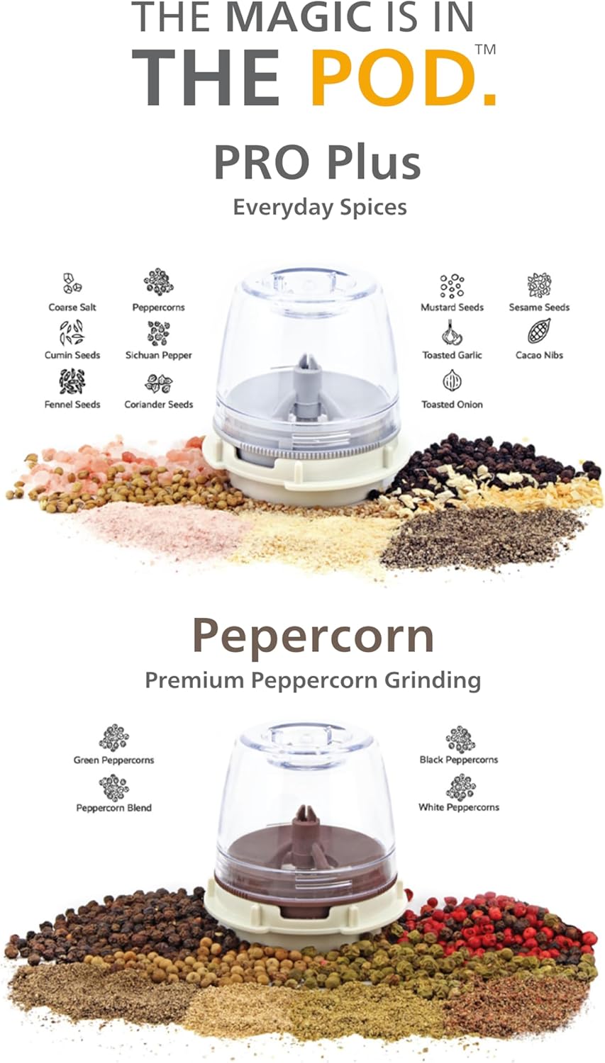 FinaMill Electric Pepper & Spice Grinder with 2 Pods – Stone