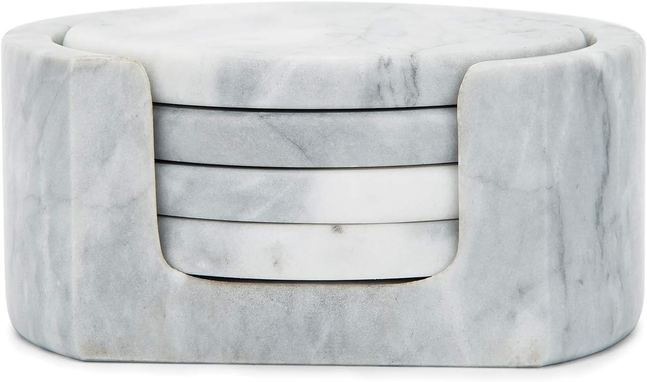 Fox Run White Marble Coaster Set of 4