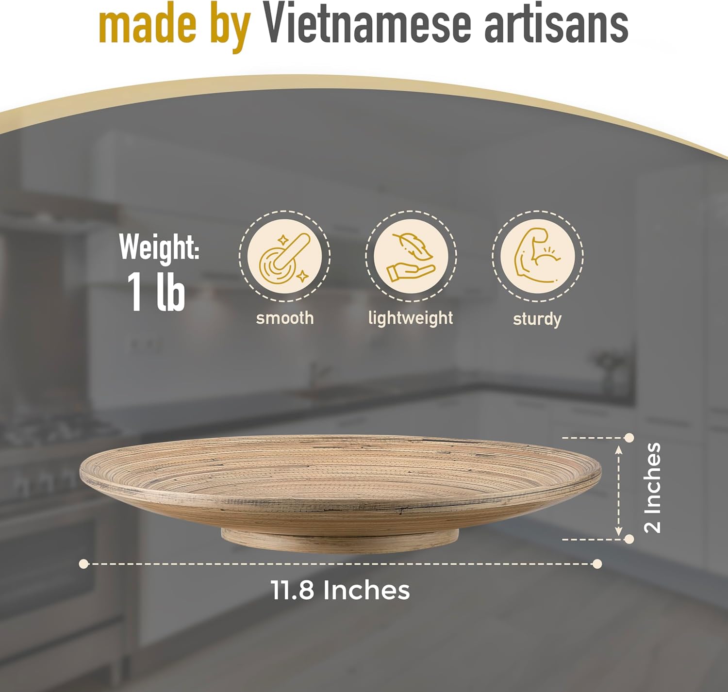 Joyce Chen Lexa Bamboo Footed Plate – Black – 12 Inch