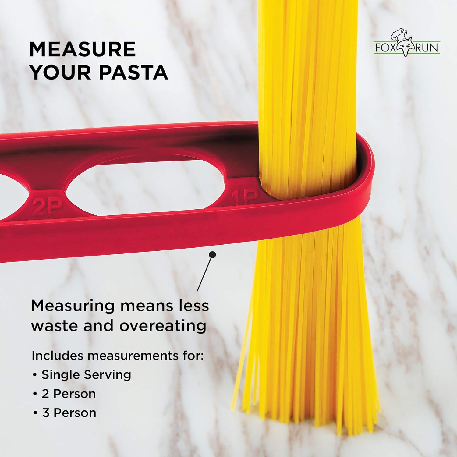 Fox Run 2 in 1 Silicone Pasta Serving Tongs with Measurer
