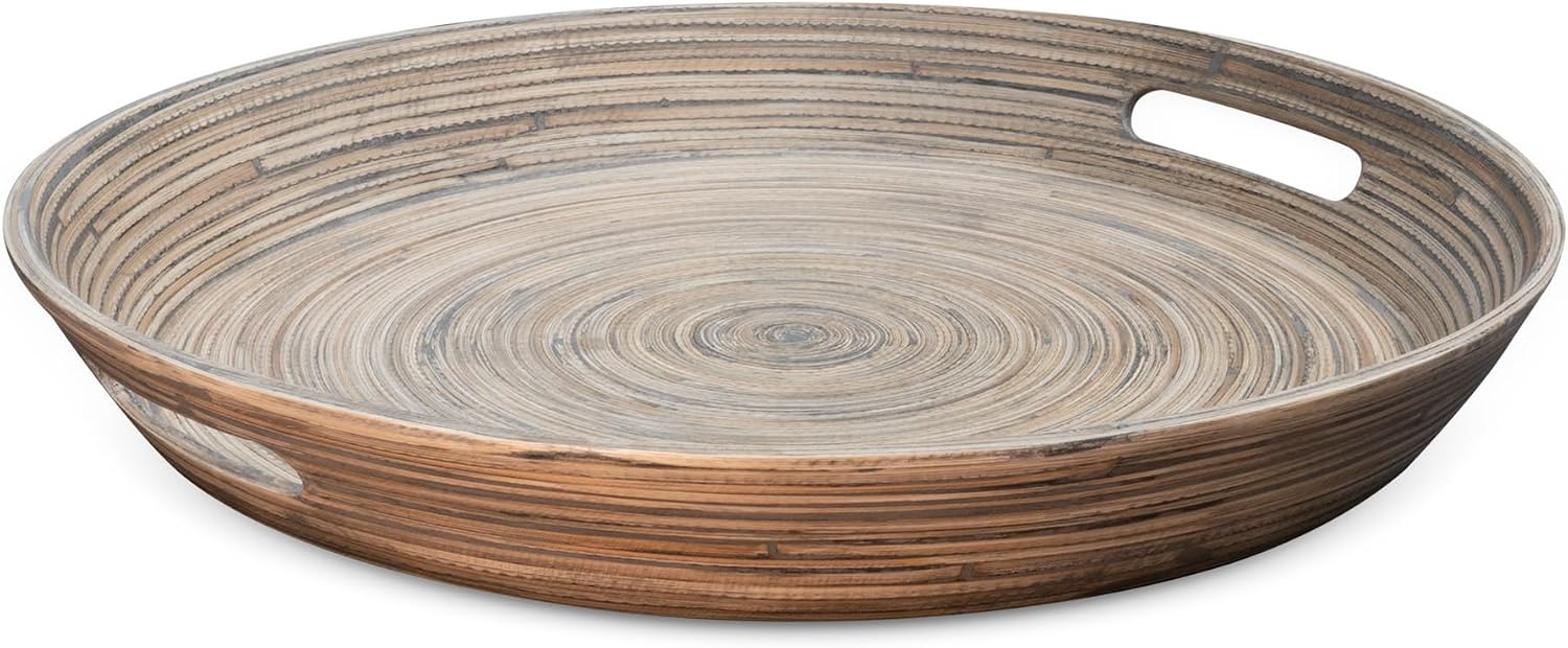 Joyce Chen Lexa Bamboo Serving Tray with Handles – Black – 16 Inch