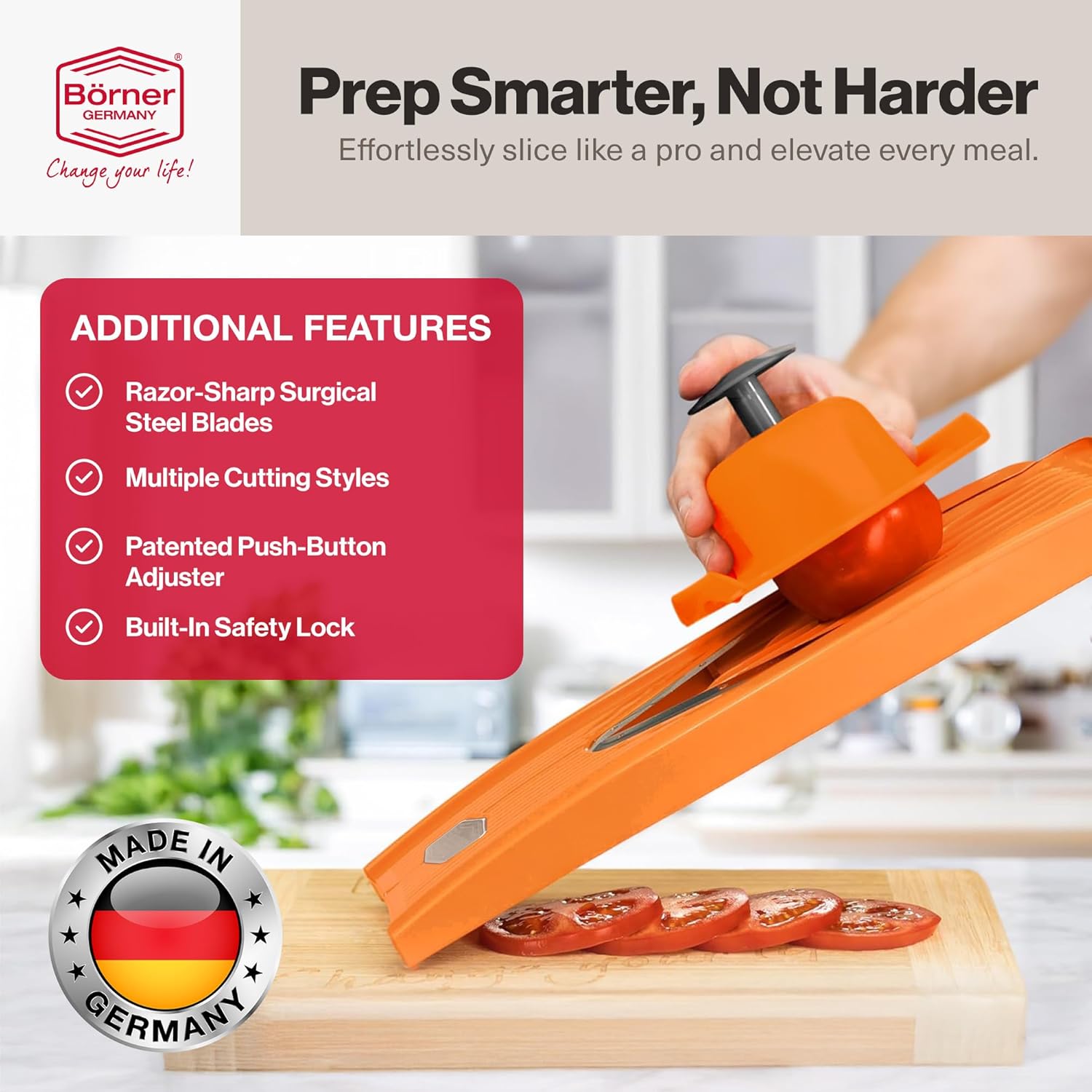 Swissmar Borner V-Power V-Slicer Mandoline Slicer – Orange by Kitchen Niche