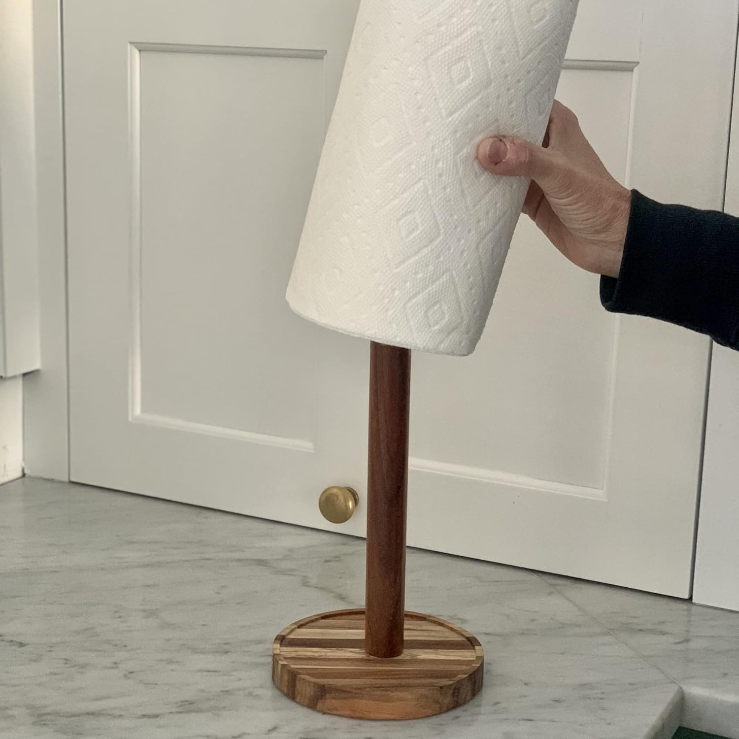 Paper Towel Holder – Acacia Wood & Leather