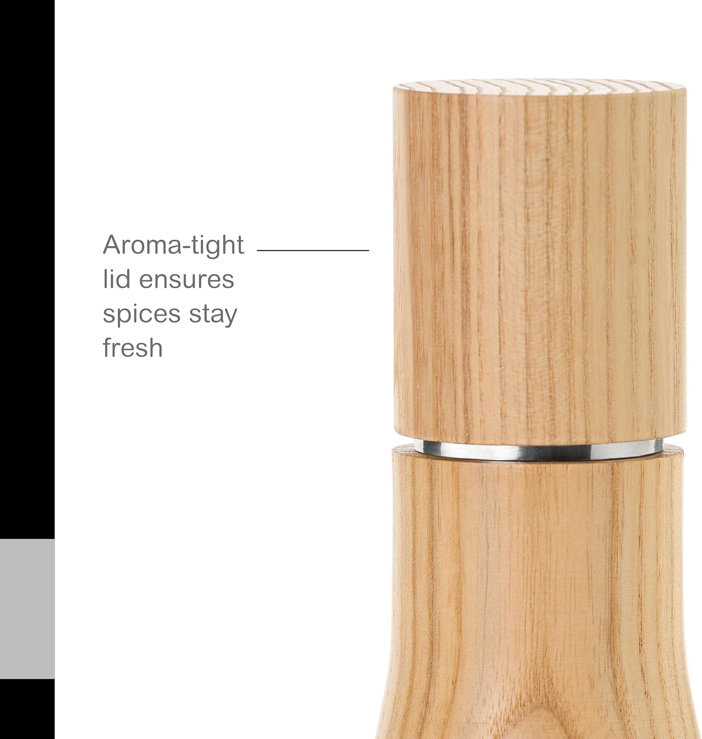AdHoc Levo Salt and Pepper Mill – Light Ash Wood – 6" / 15 cm