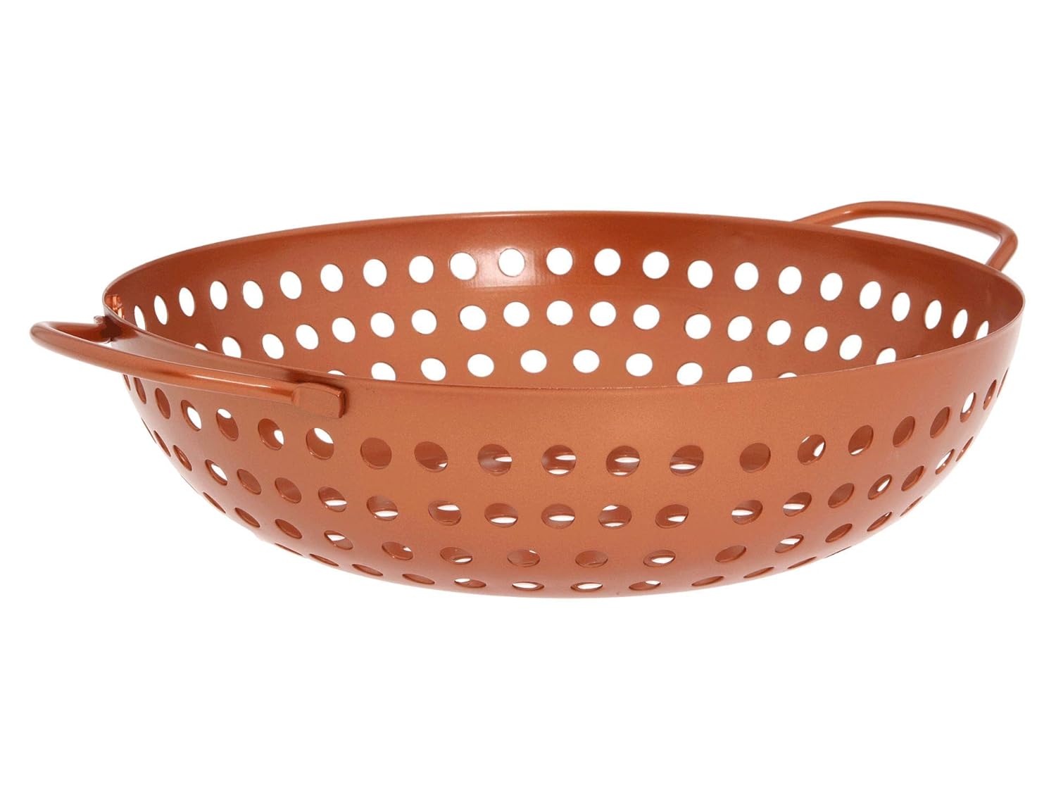 Outset Round Copper Non-Stick Grill Wok with Handles