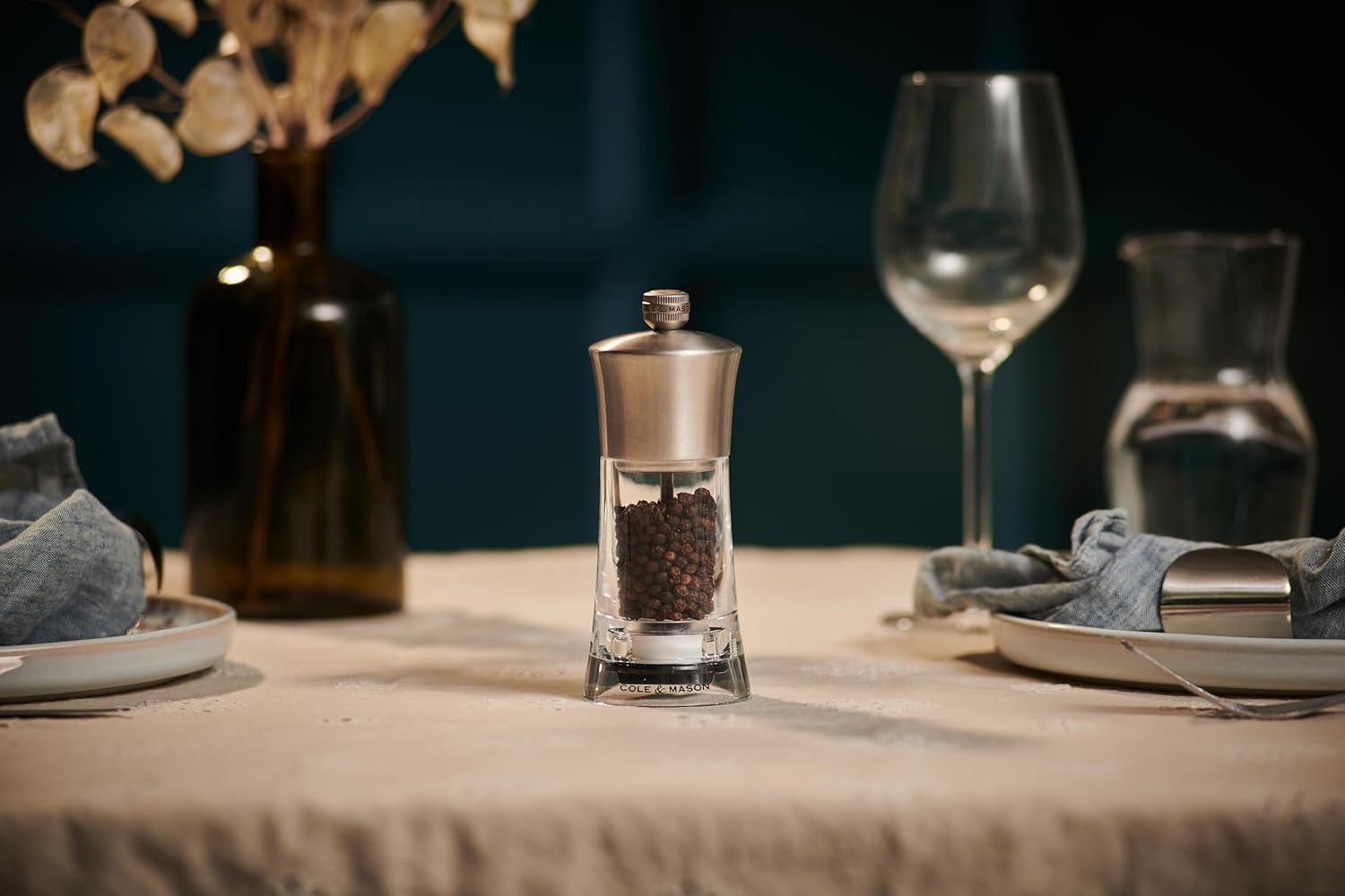 Cole & Mason Bromley Pepper Mill – Acrylic & Stainless Steel – 6" / 15 cm