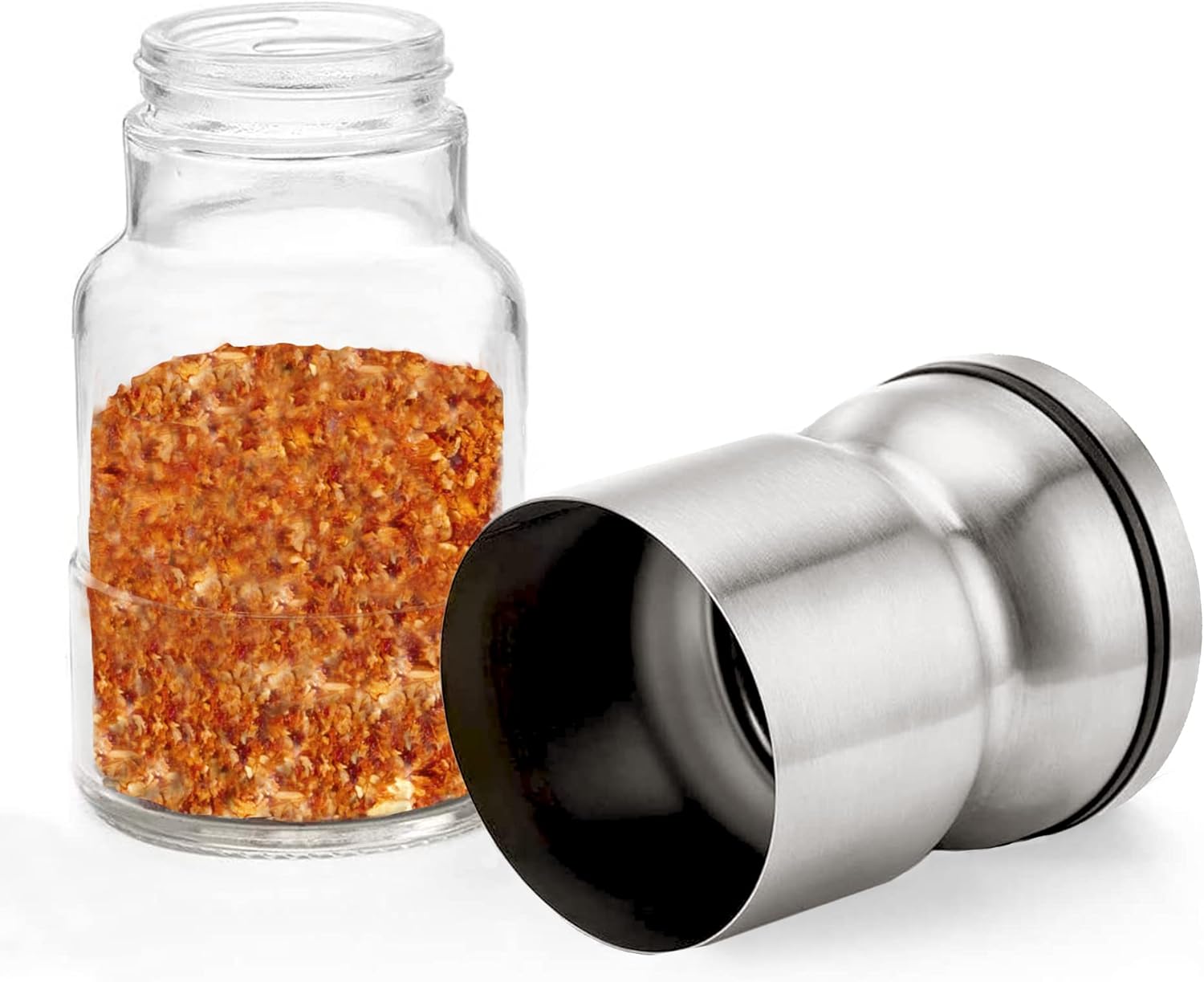 Cuisinox Salt and Pepper Shaker Set in Satin Stainless Steel with Caddy – 7 x 15cm by Kitchen Niche