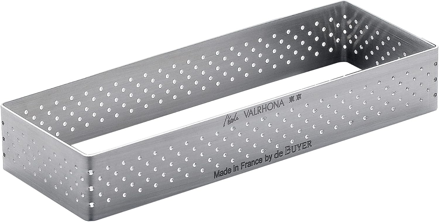 De Buyer Rectangular Perforated Tart Ring – 12 x 4 cm – 2 cm High