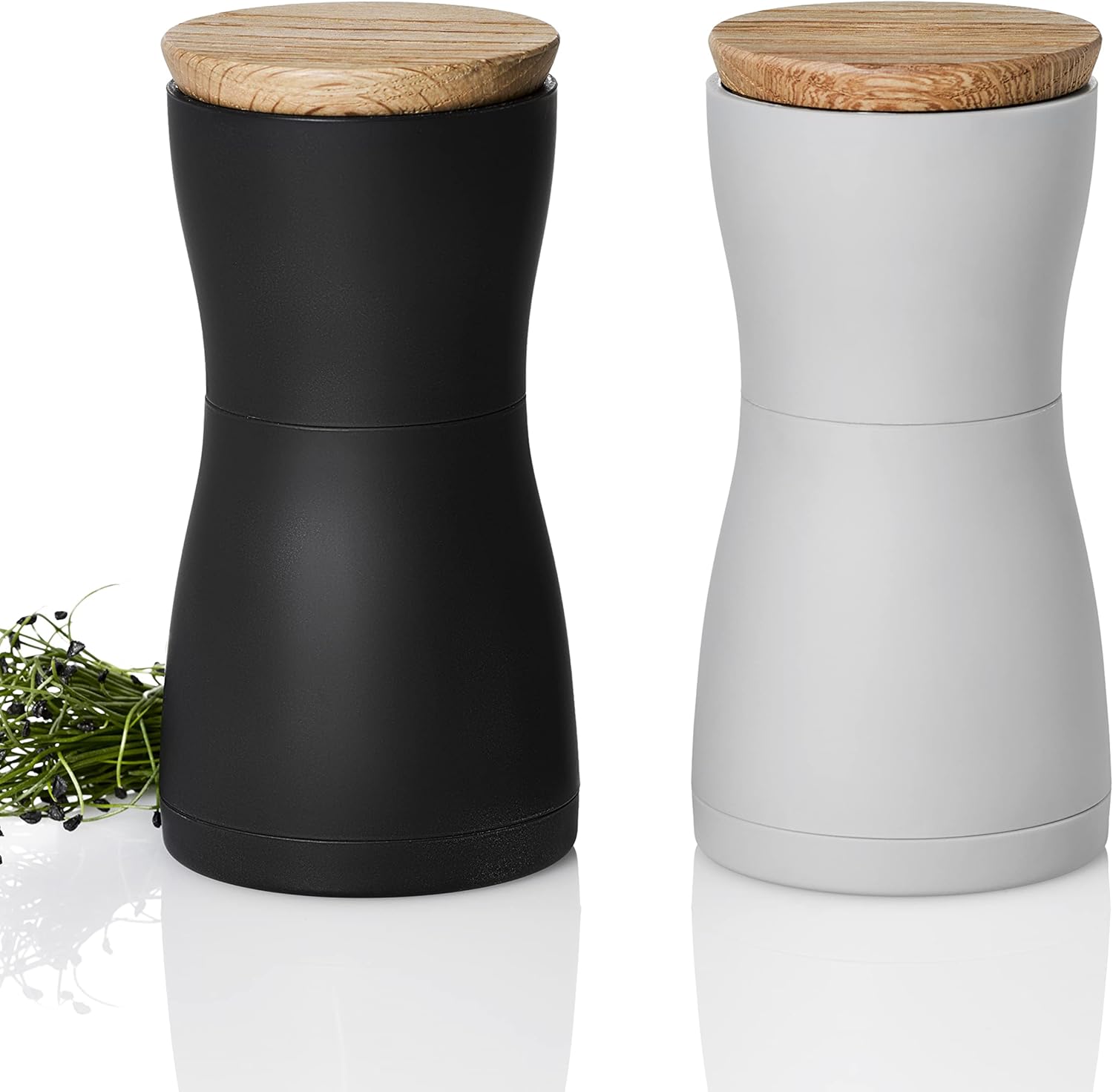AdHoc Twin Salt and Pepper Mill Set – Black & Grey – 5.2" / 13.2 cm by Kitchen Niche