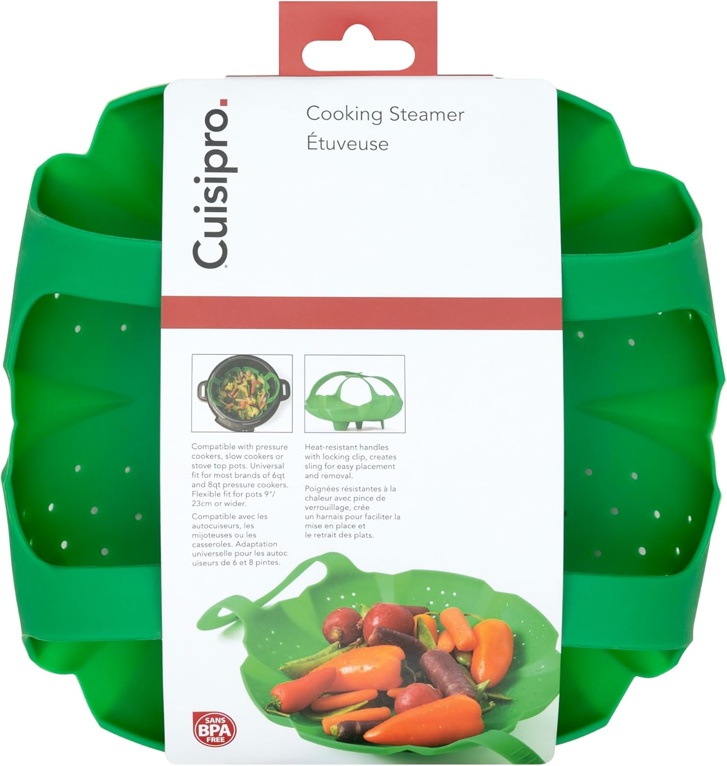 Cuisipro Silicone Vegetable Steamer – 16" x 9" x 3" / 41.7 x 23 x 7.5 cm – Green Cuisipro by Kitchen Niche