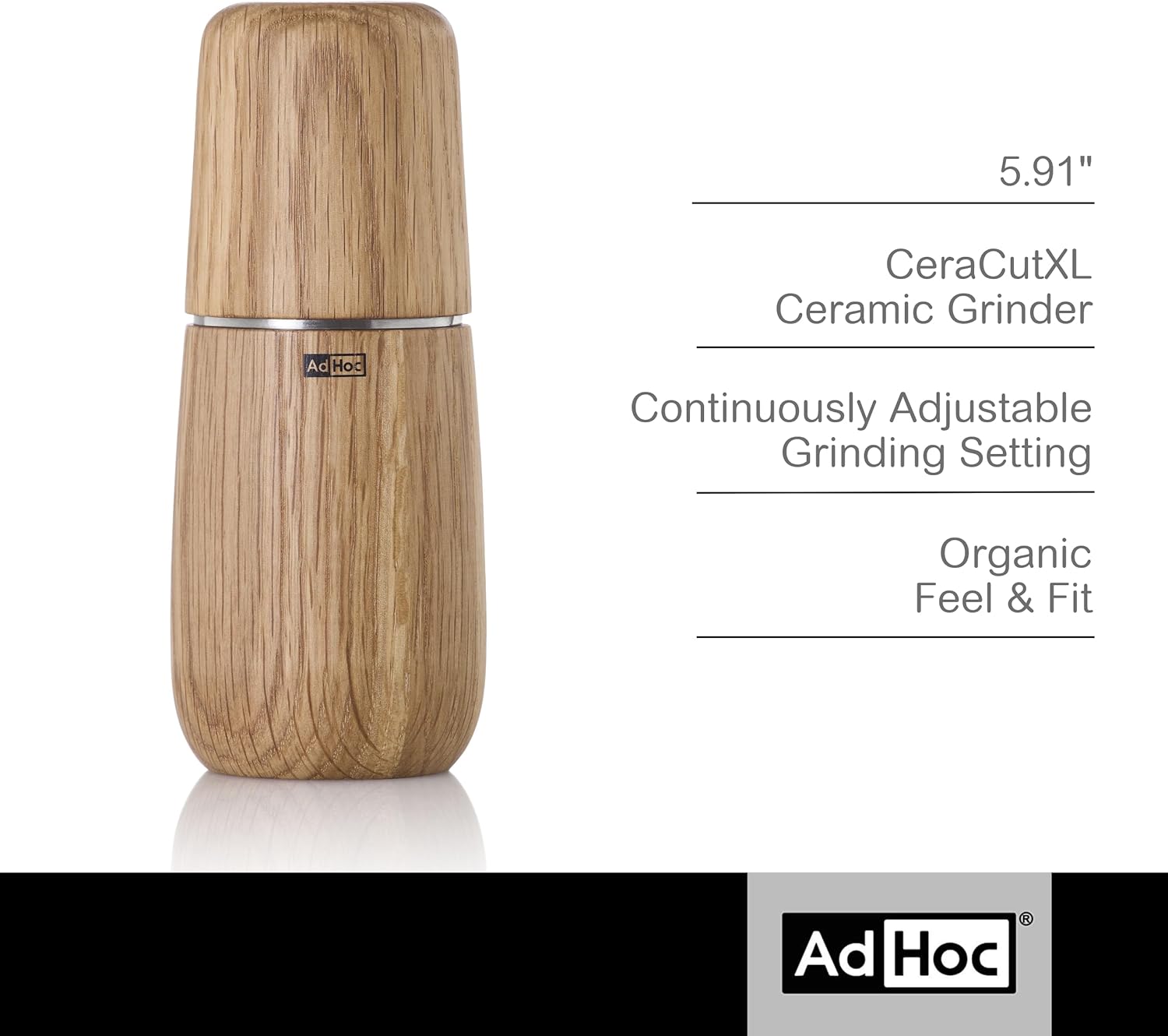 AdHoc Yono Salt and Pepper Mill – Light Oak – 6" / 15 cm by Kitchen Niche