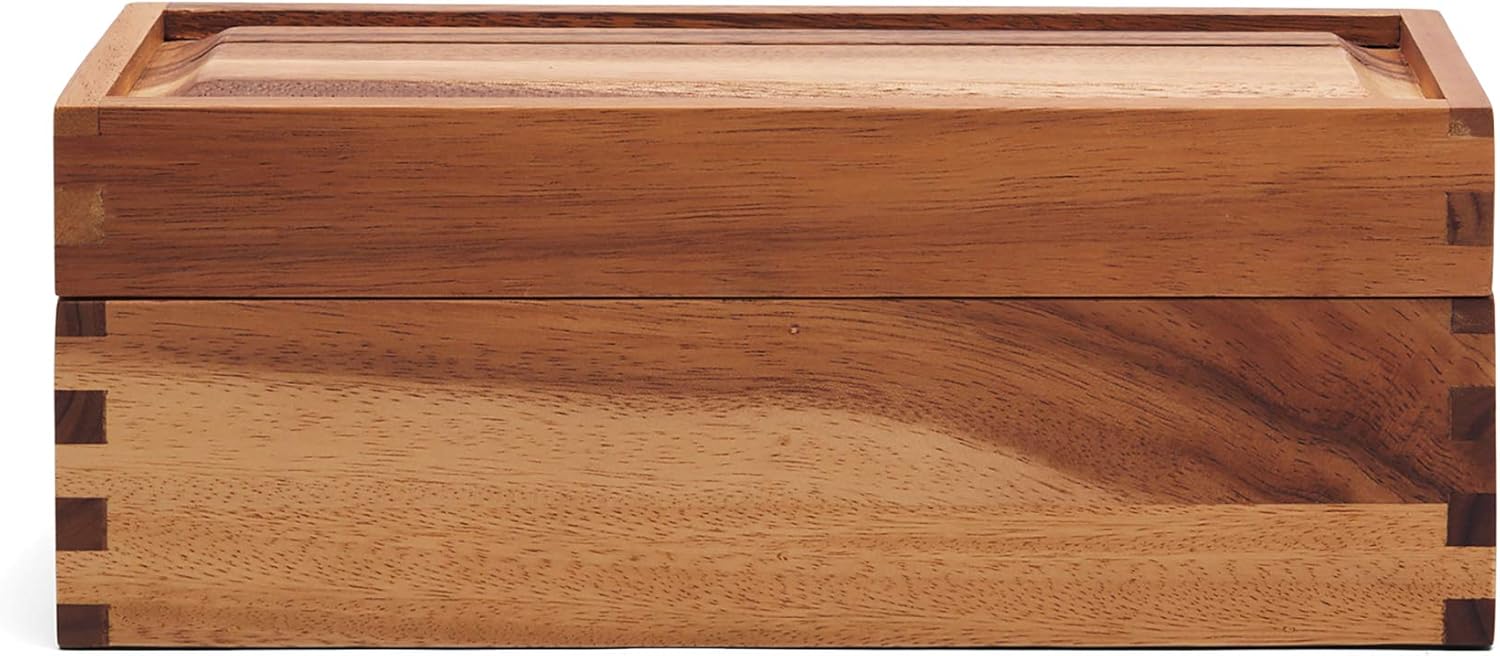 Ironwood Acacia Wood Recipe Box for 3 x 5 Cards