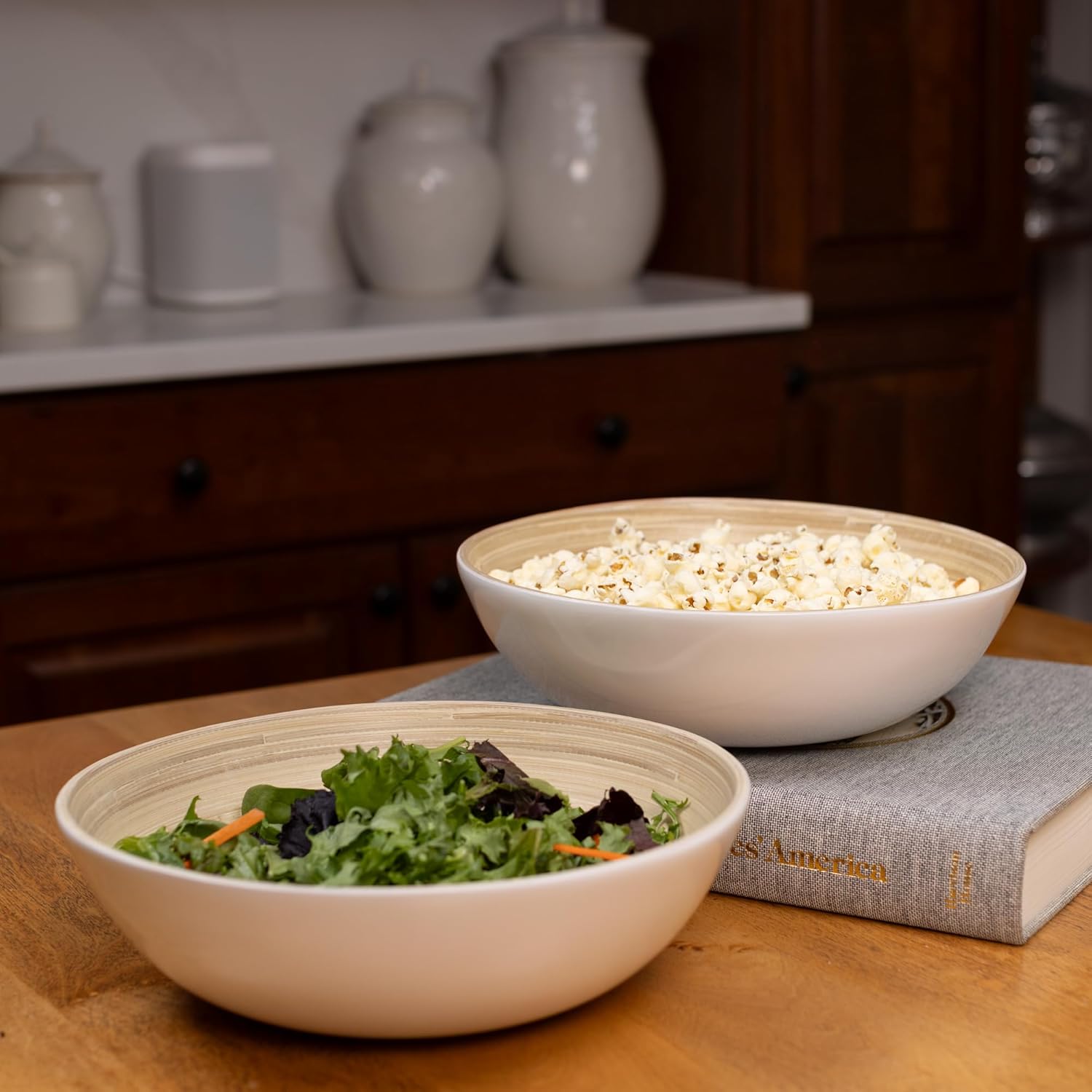 Joyce Chen Lexa Bamboo Salad Bowl – White – 12 Inch – Set of 2