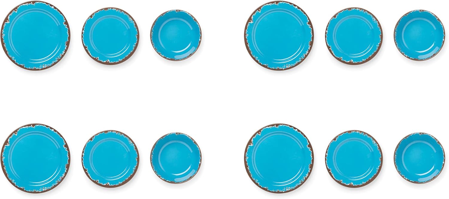 Fox Run Blue Melamine Dinnerware Set, 12 Piece