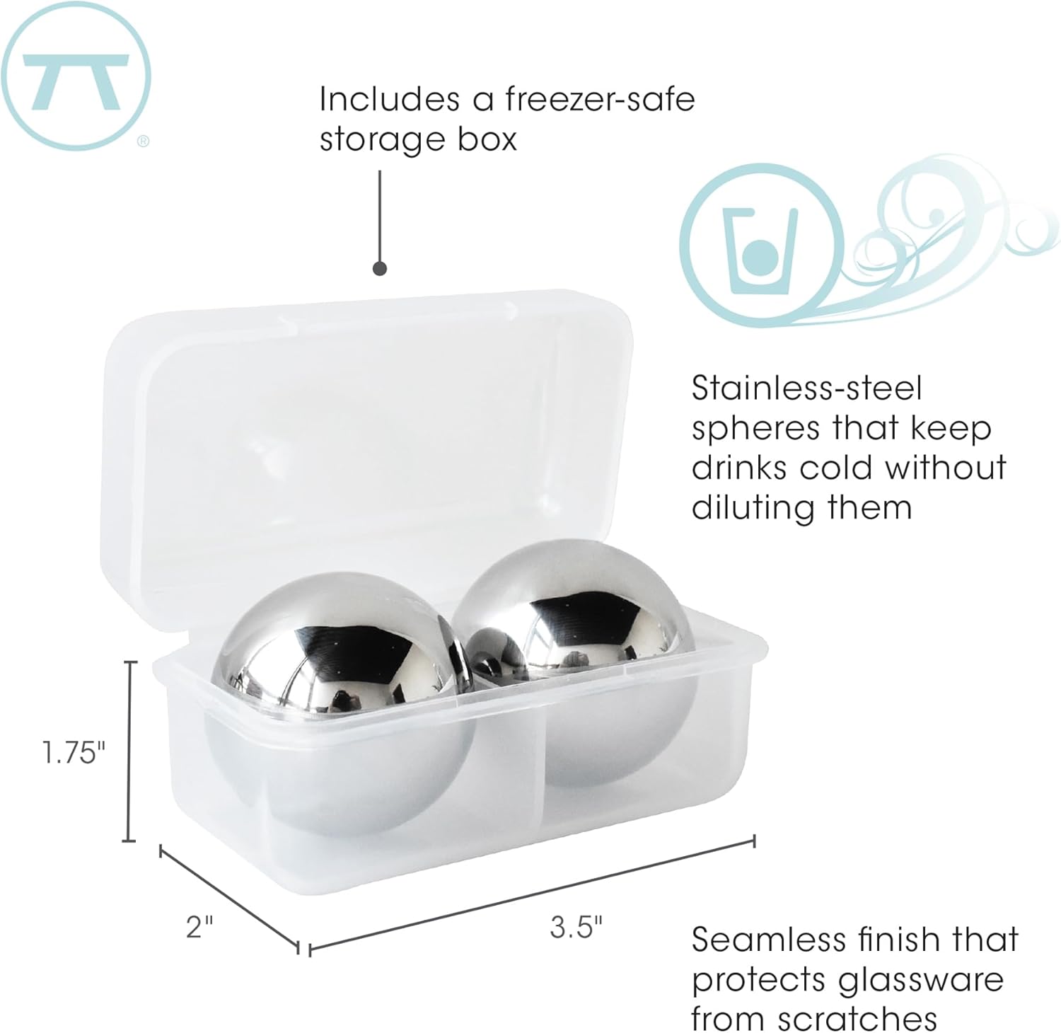 Outset Stainless Steel Ice Spheres Set of 2