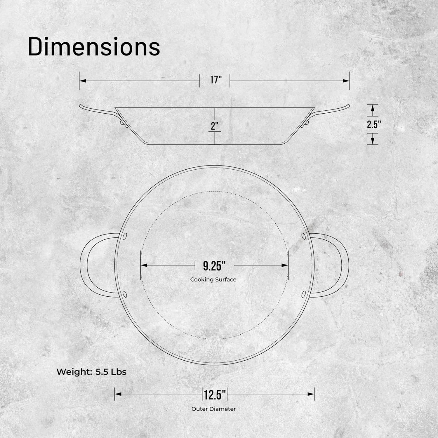 De Buyer Mineral B Steel Paella Pan with 2 Handles – 32 cm