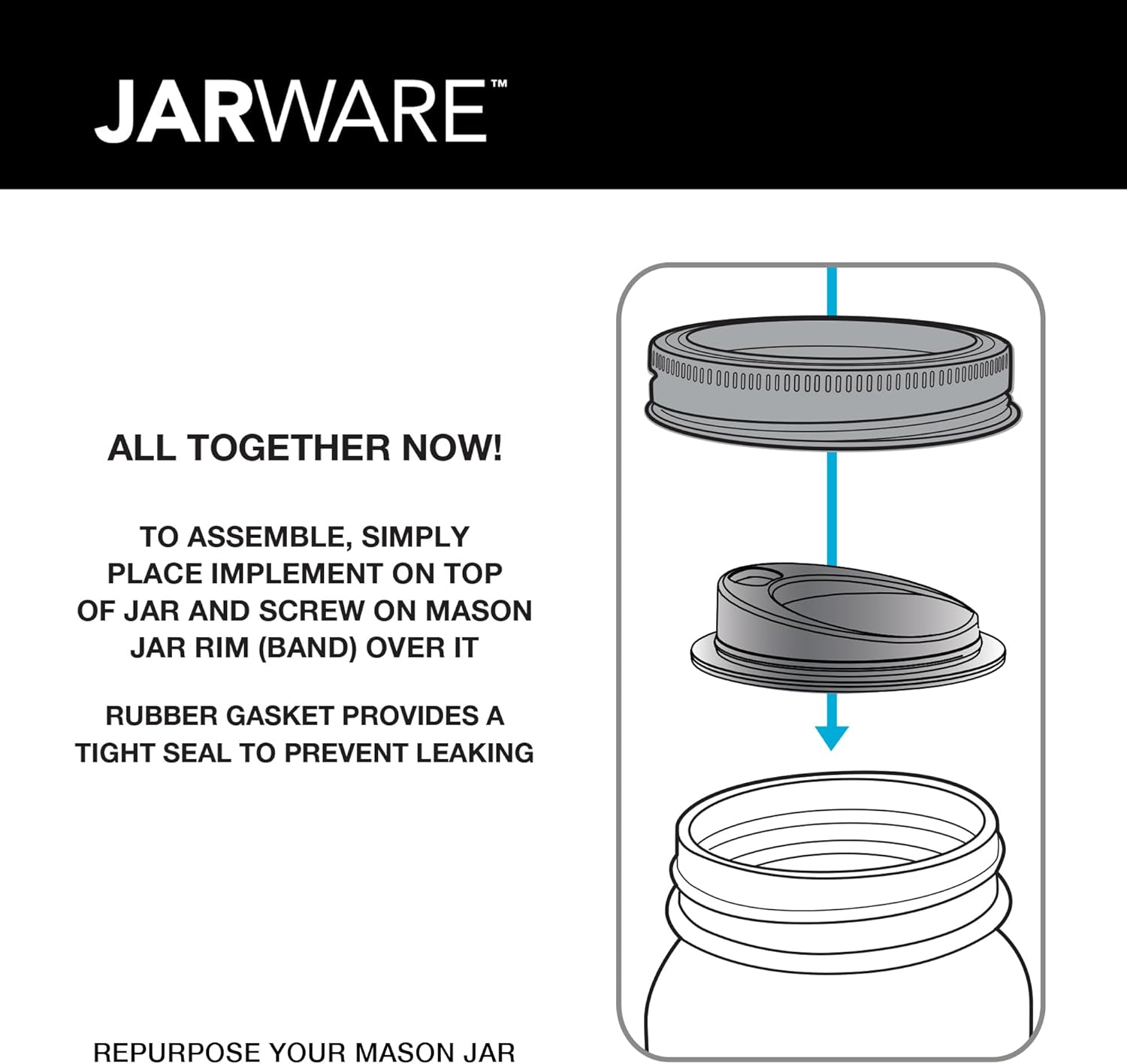 Jarware Stainless Steel Drink Lids Set of 2