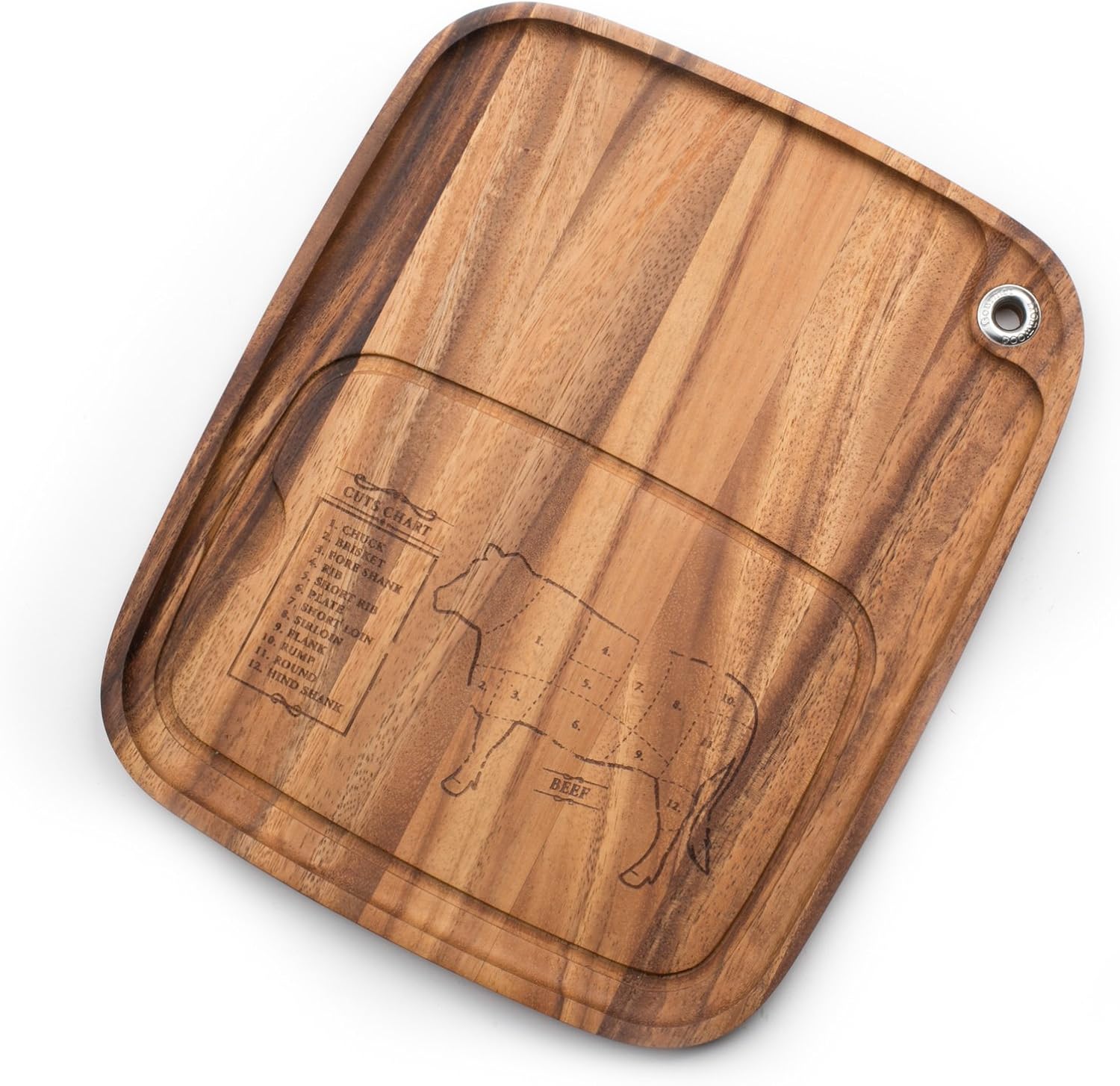 Ironwood Steak Barbecue Plate – Acacia Wood, Cow Engraving