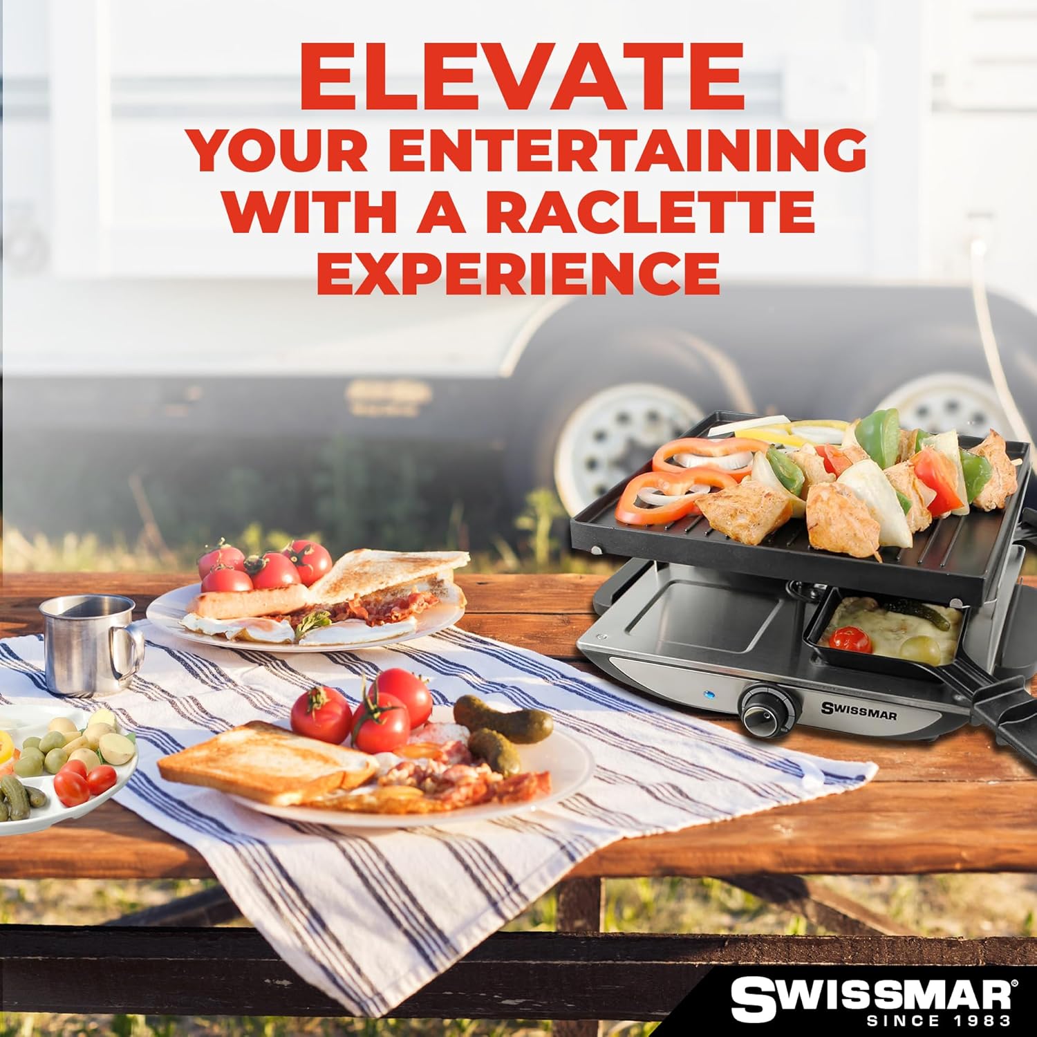 Swissmar Geneva 4-Person Raclette Grill – Nonstick Aluminum Plate