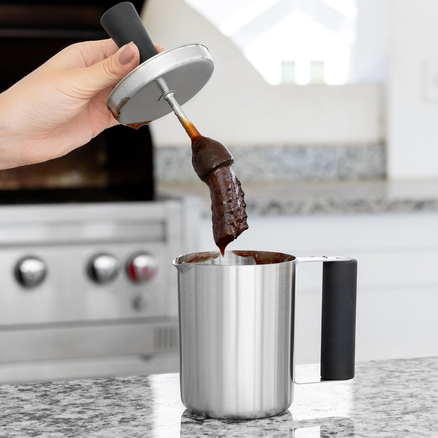 Outset Stainless Steel Grill Basting Cup & Sauce Brush