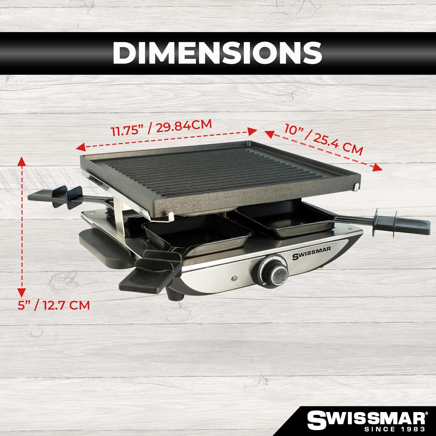 Swissmar Geneva 4-Person Raclette Grill – Nonstick Aluminum Plate