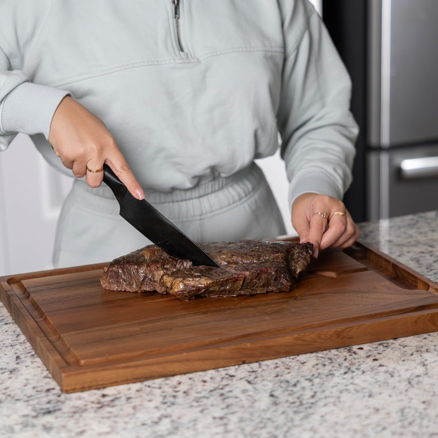 Ironwood Osterbotten Rectangular Acacia Wood Carving Board with Juice Groove