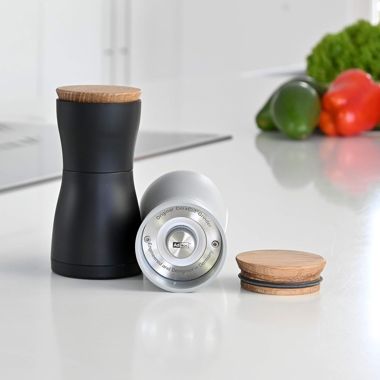 AdHoc Twin Salt and Pepper Mill Set – Black & Grey – 5.2" / 13.2 cm