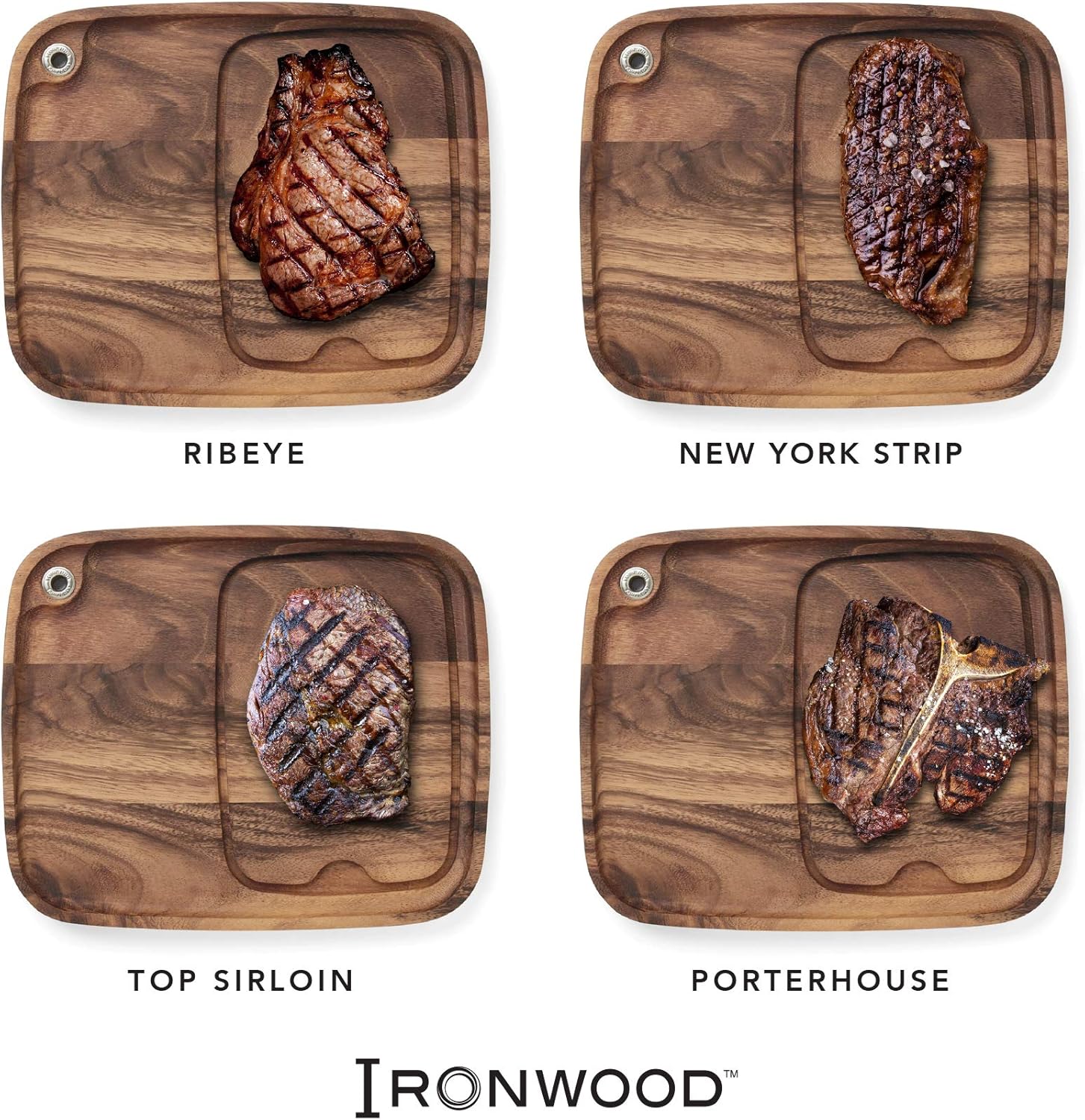 Ironwood Steak Barbecue Plate – Acacia Wood, Cow Engraving