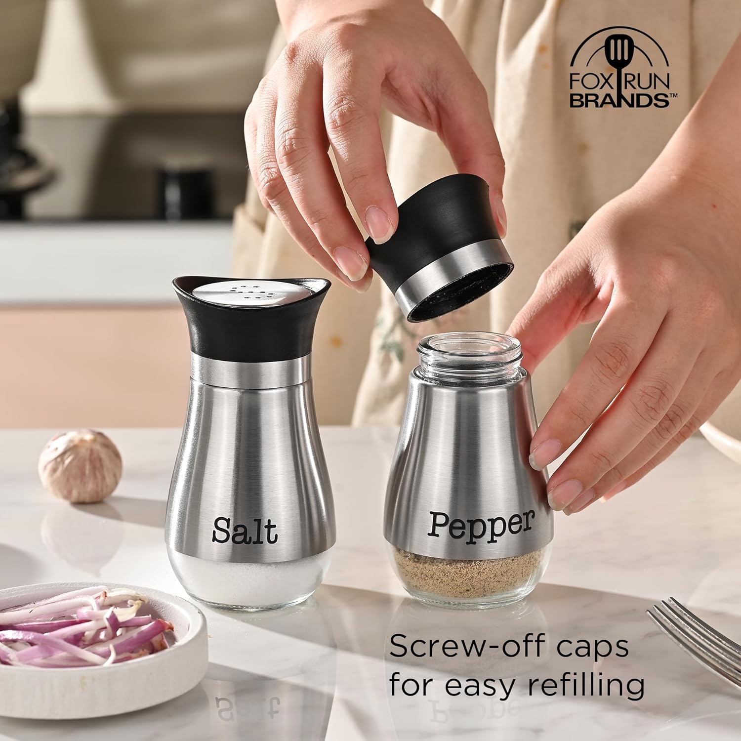 Fox Run Salt & Pepper Stainless Steel Shaker Set