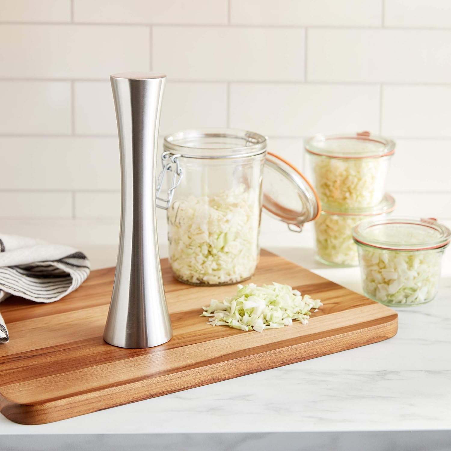 Fox Run Stainless Steel Pickle Packer Sauerkraut Pounder