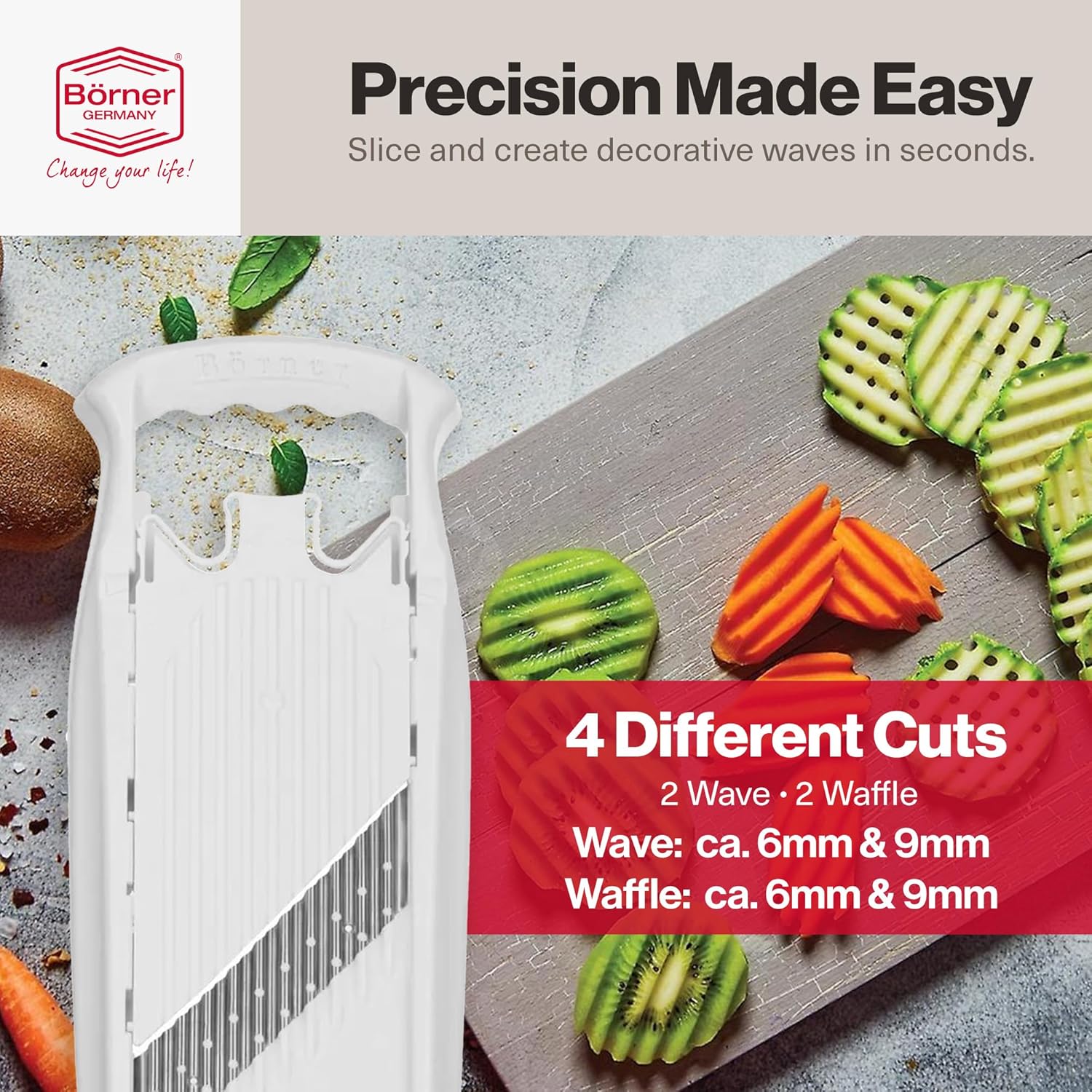 Swissmar Borner PowerLine Wave Waffle Mandoline Slicer – White by Kitchen Niche