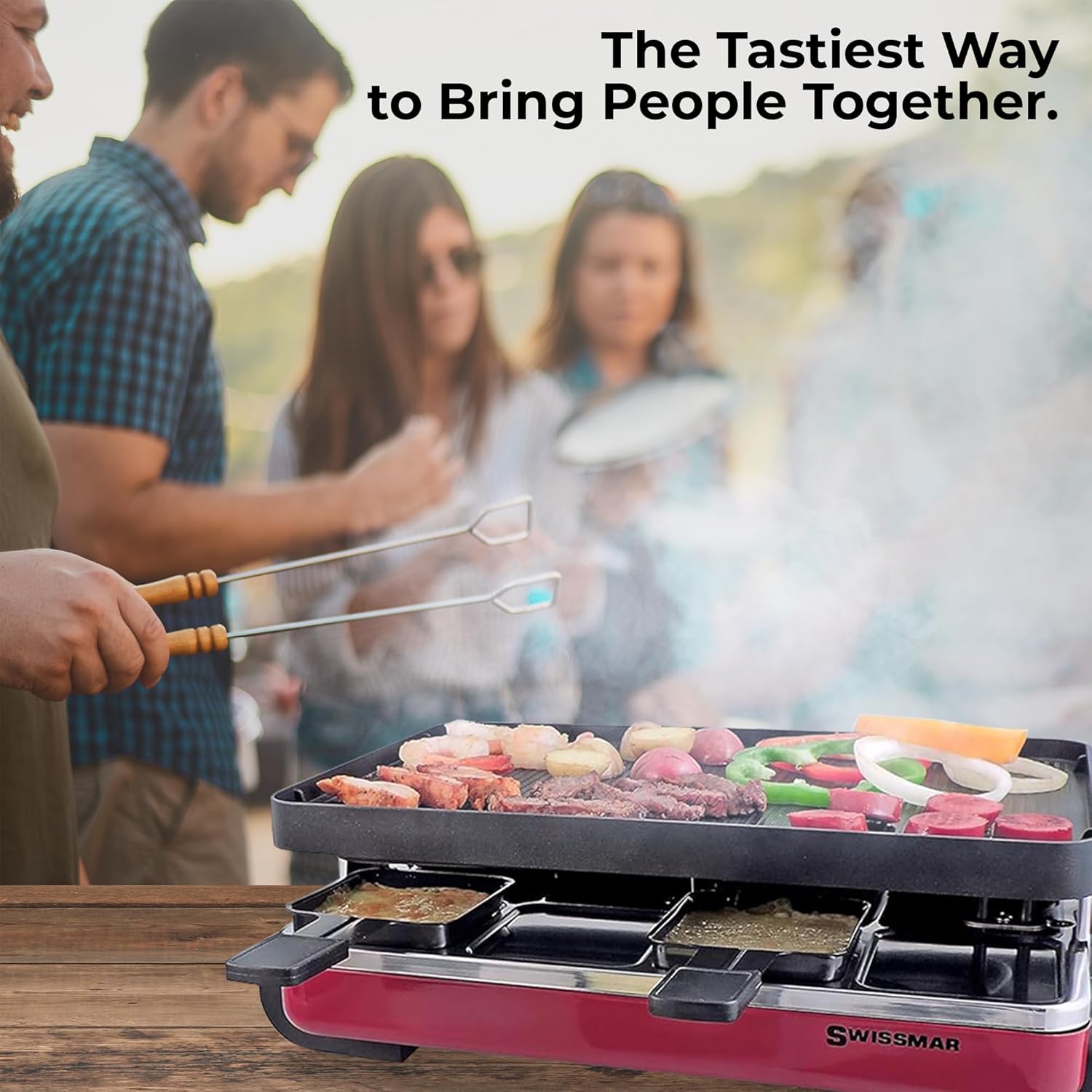 Swissmar Classic 8-Person Raclette Grill – Nonstick Aluminum Plate – Red by Kitchen Niche