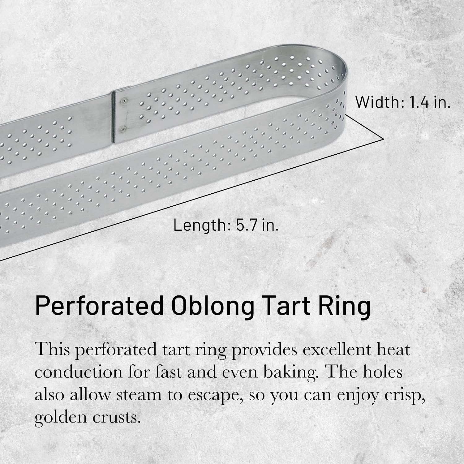 De Buyer Oblong Perforated Tart Ring – 14 x 3.5 cm – 2 cm High