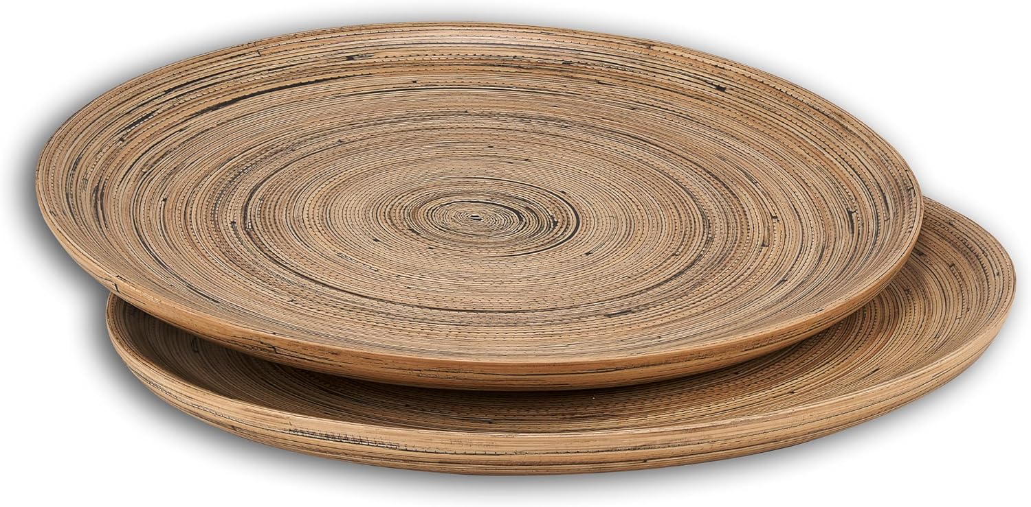 Joyce Chen Lexa Bamboo Serving Plate Set – Black – 12 Inch – Set of 2