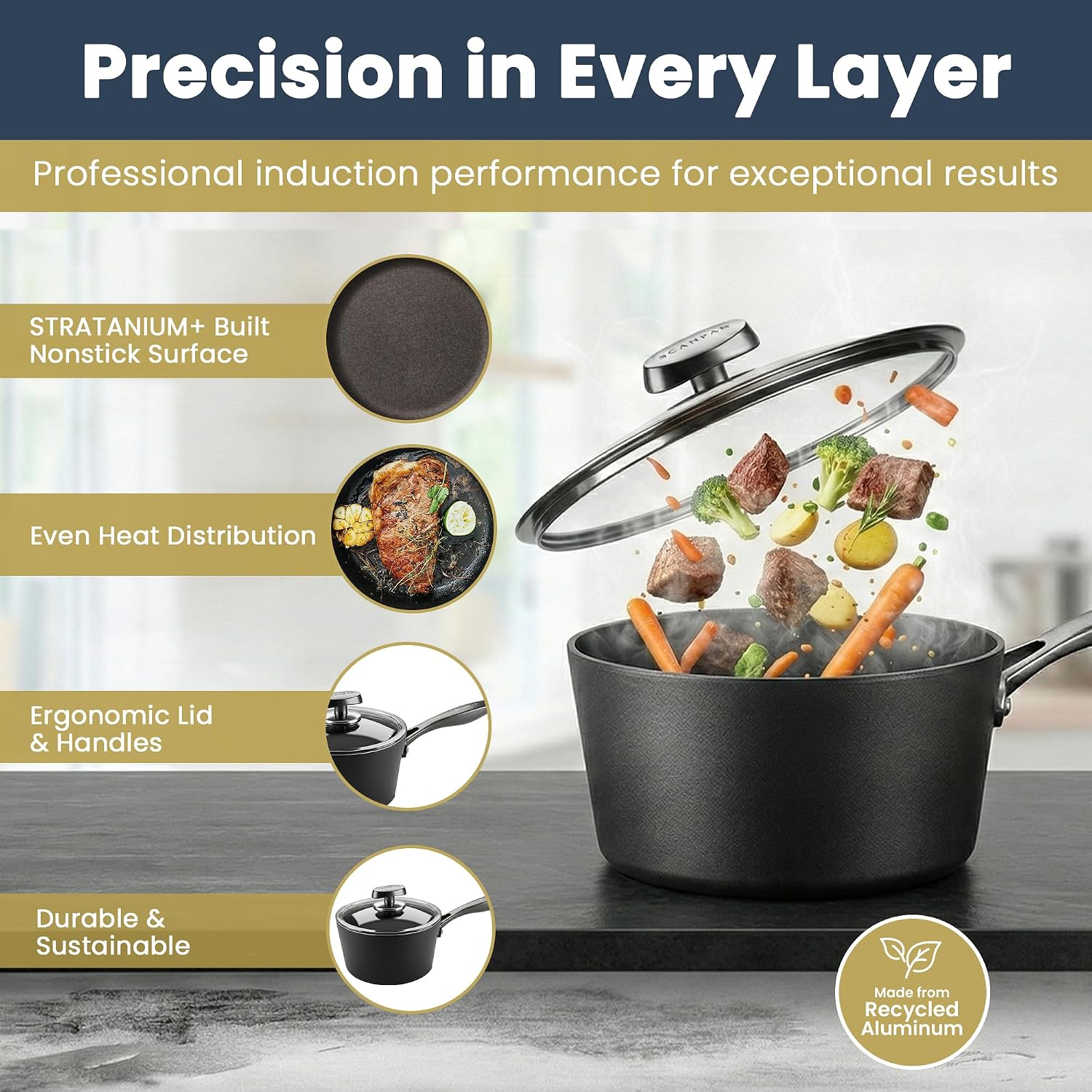 Scanpan Pro SB+ Induction Saucepan with Lid – 20 cm / 2.5 L