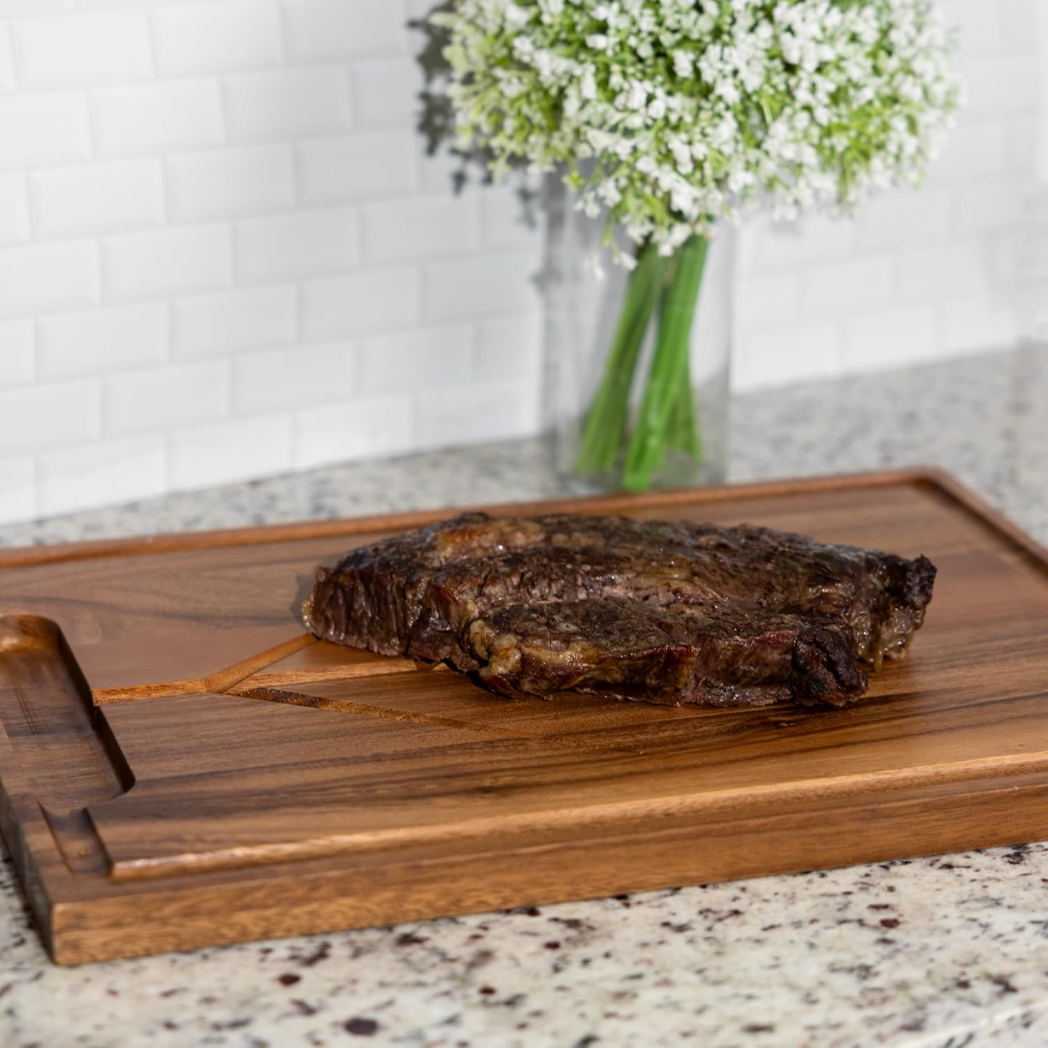 Ironwood Osterbotten Rectangular Acacia Wood Carving Board with Juice Groove