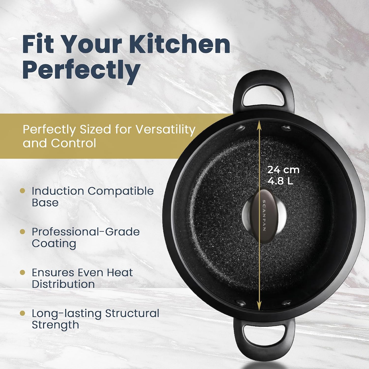 Scanpan Pro SB+ Induction Dutch Oven with Lid – 24 cm / 4.8 L