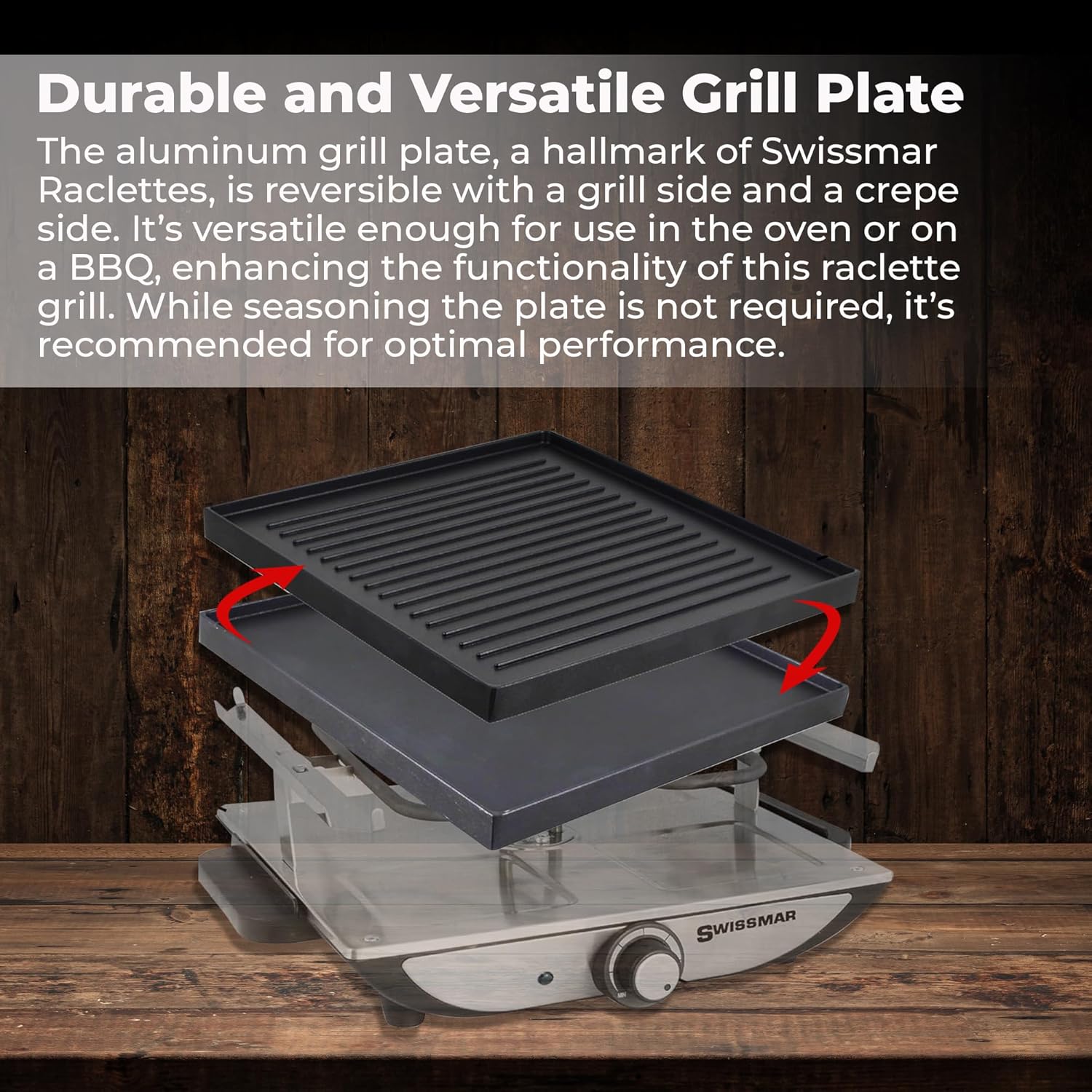 Swissmar Geneva 4-Person Raclette Grill – Nonstick Aluminum Plate